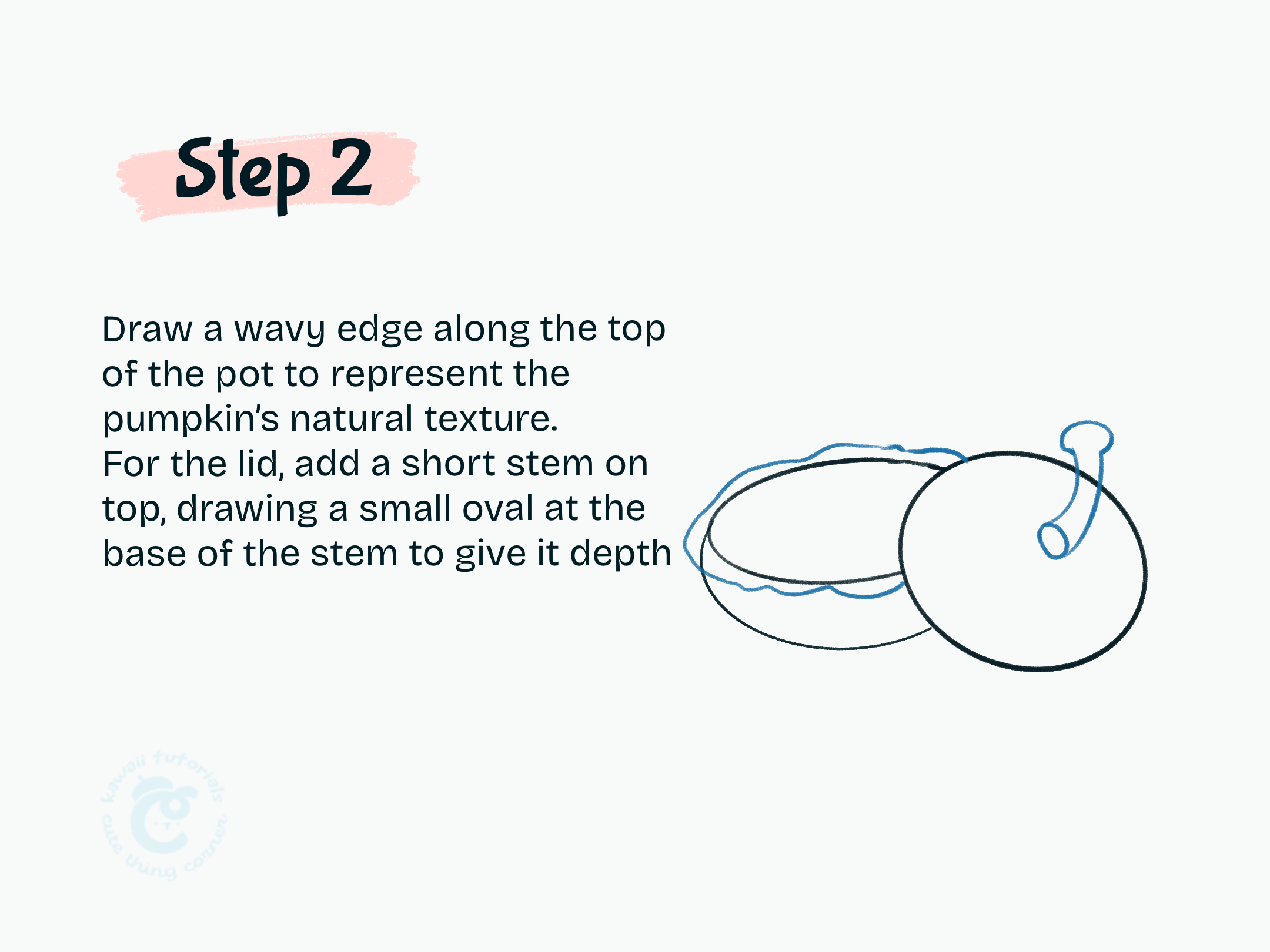 Step 2 Draw a wavy edge along the top of the pot to represent the pumpkin natural texture