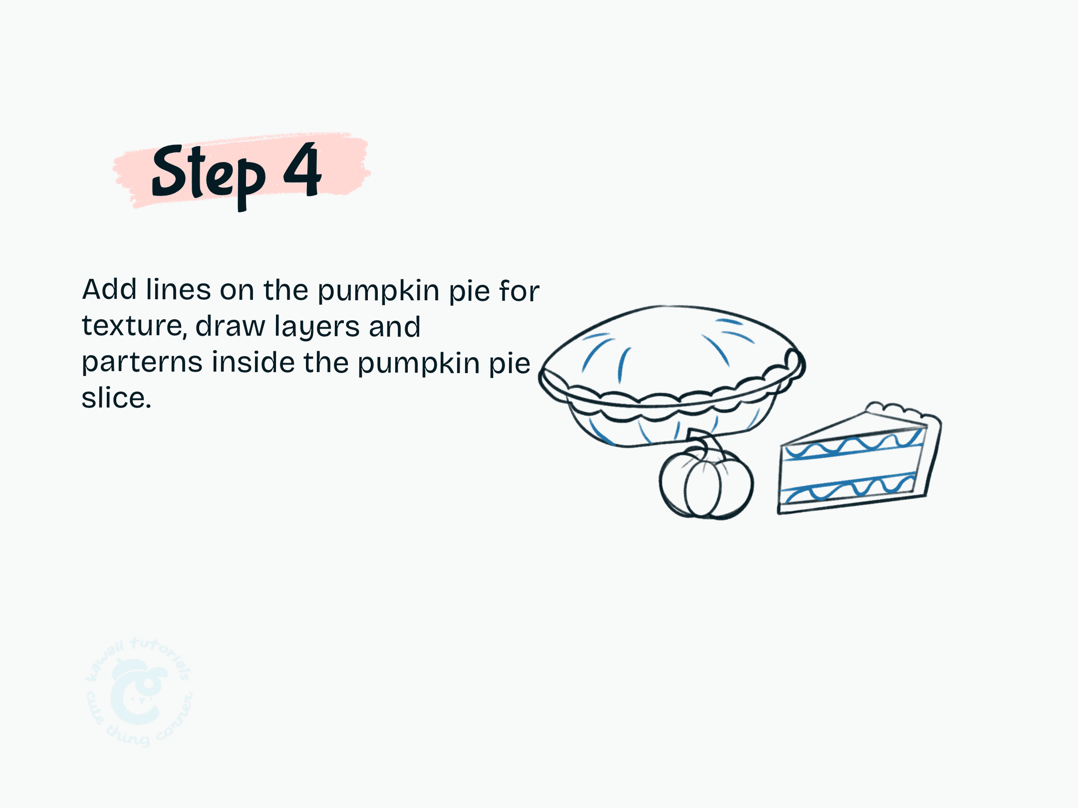 Step 4 Add texture lines and patterns to the pumpkin pie layers.