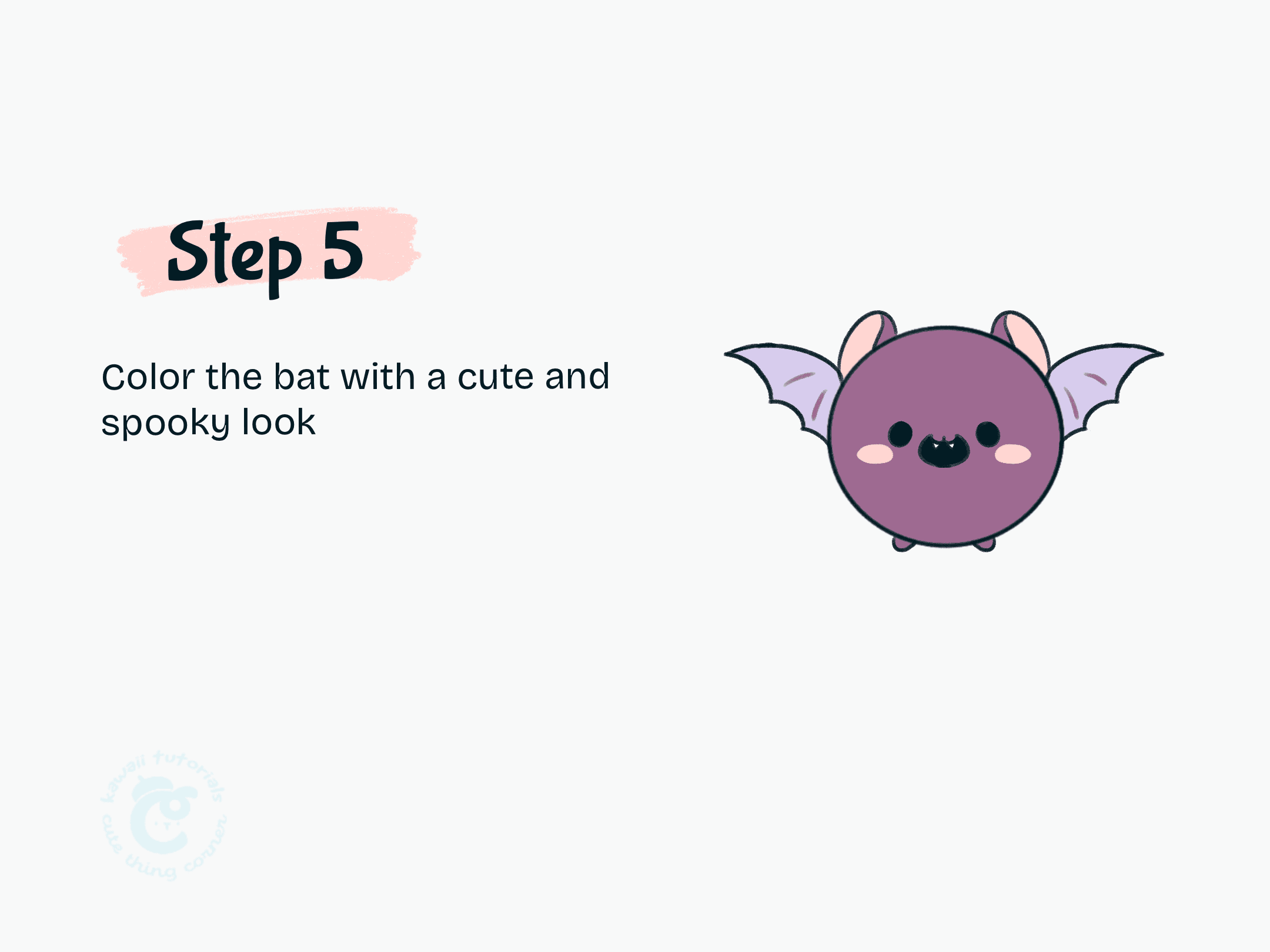 Step 5 Color the bat with a cute and spooky look