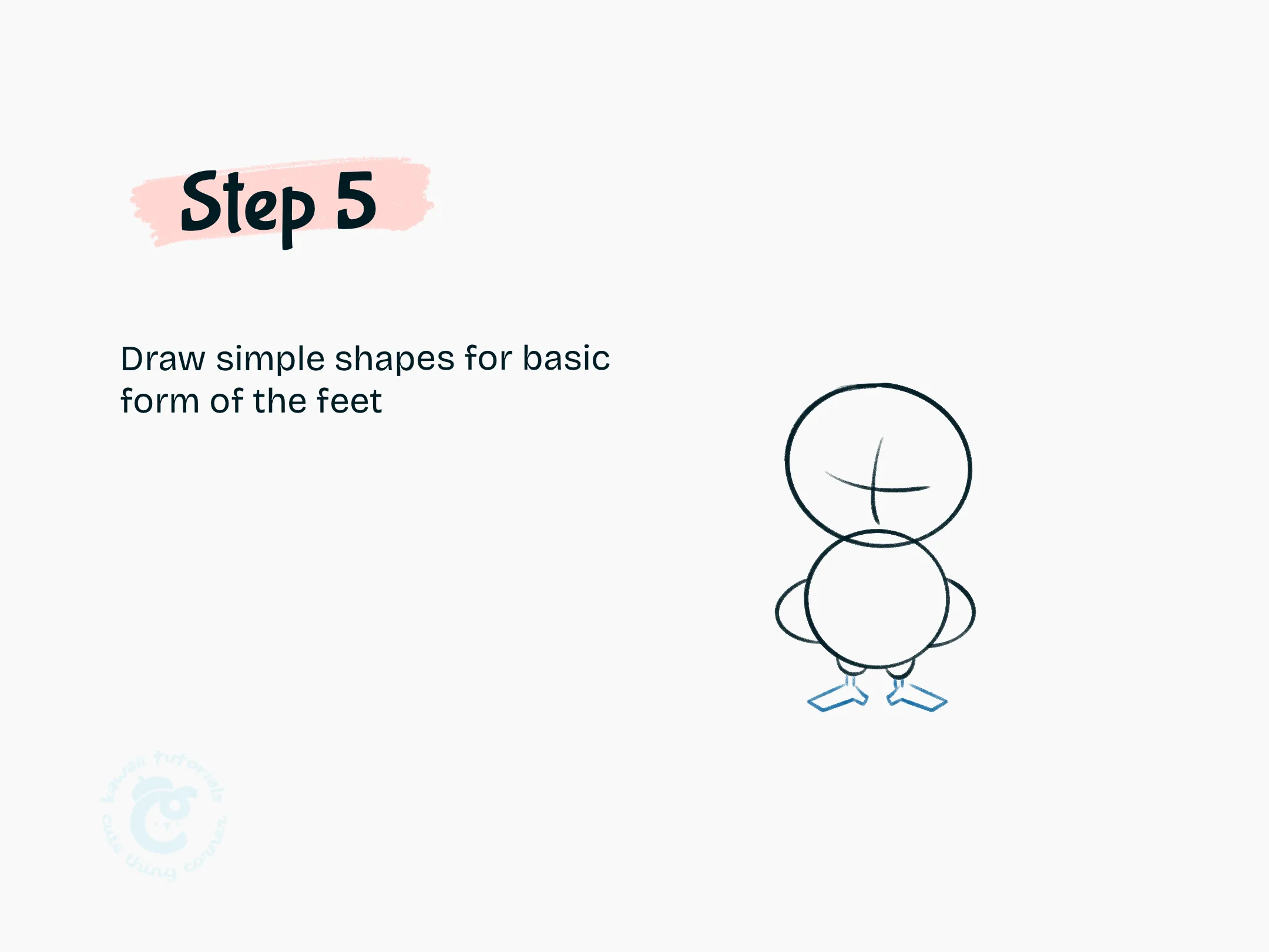 Step 5 Draw simple shapes for basic form of the feet