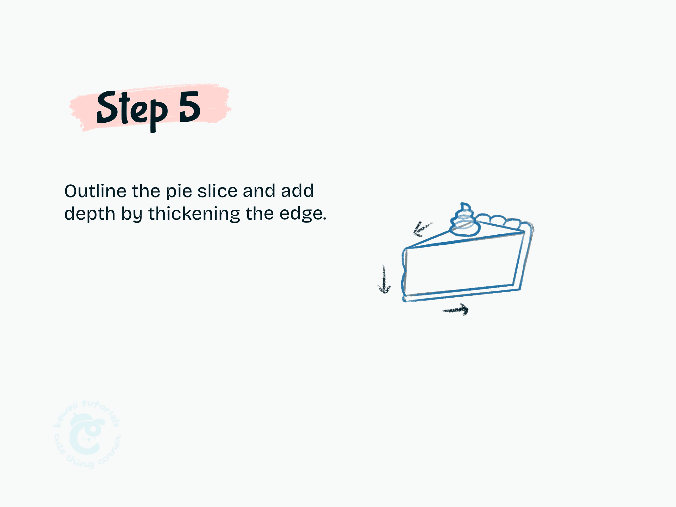 Step 5 Outline the pie slice and add depth by thickening the edge.