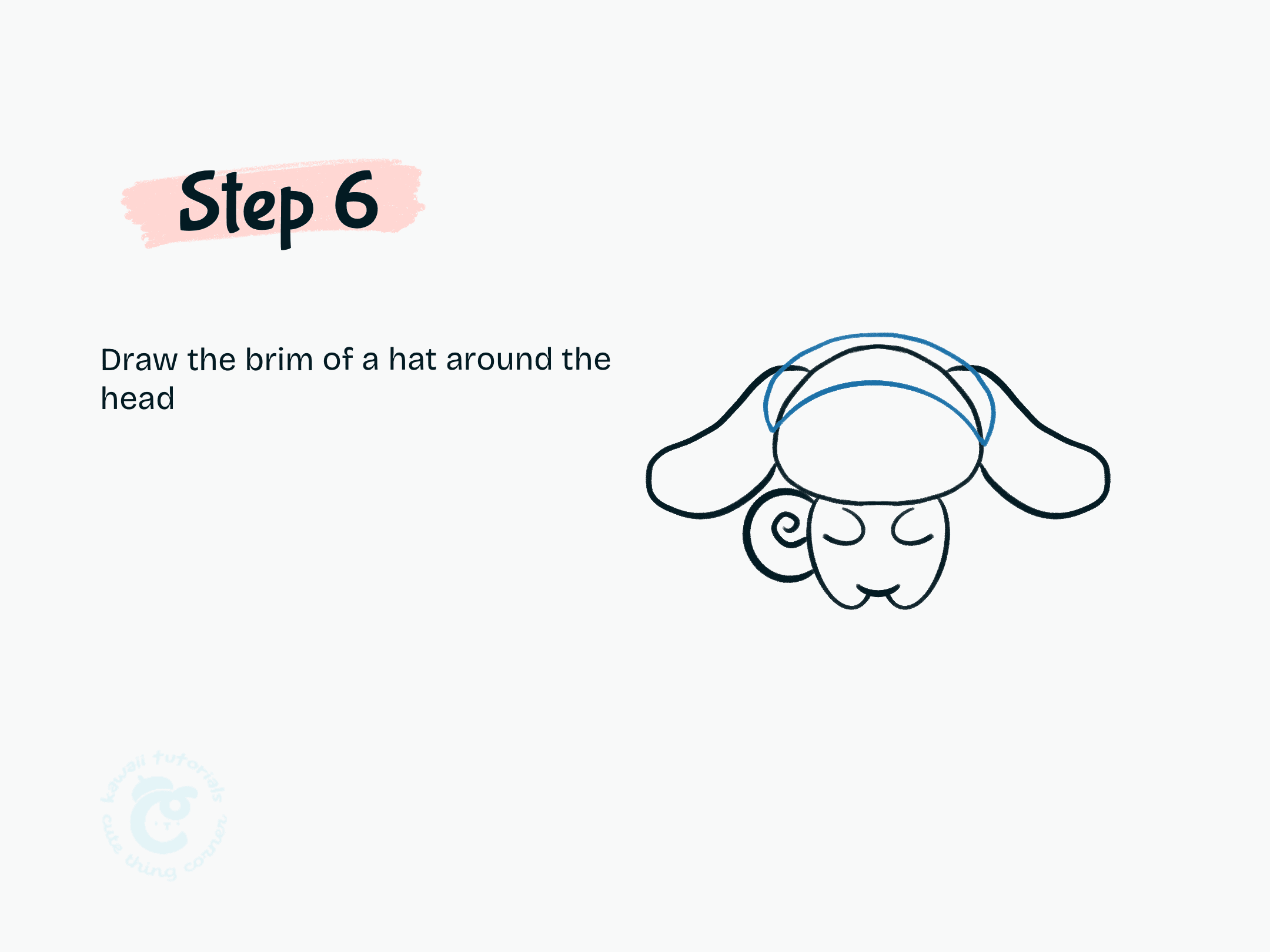 Step 6 Draw the brim of a hat around the head