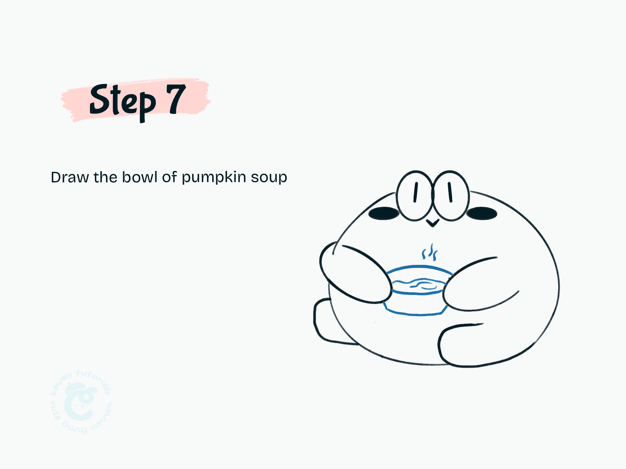 Step 7 Draw the bowl of pumpkin soup