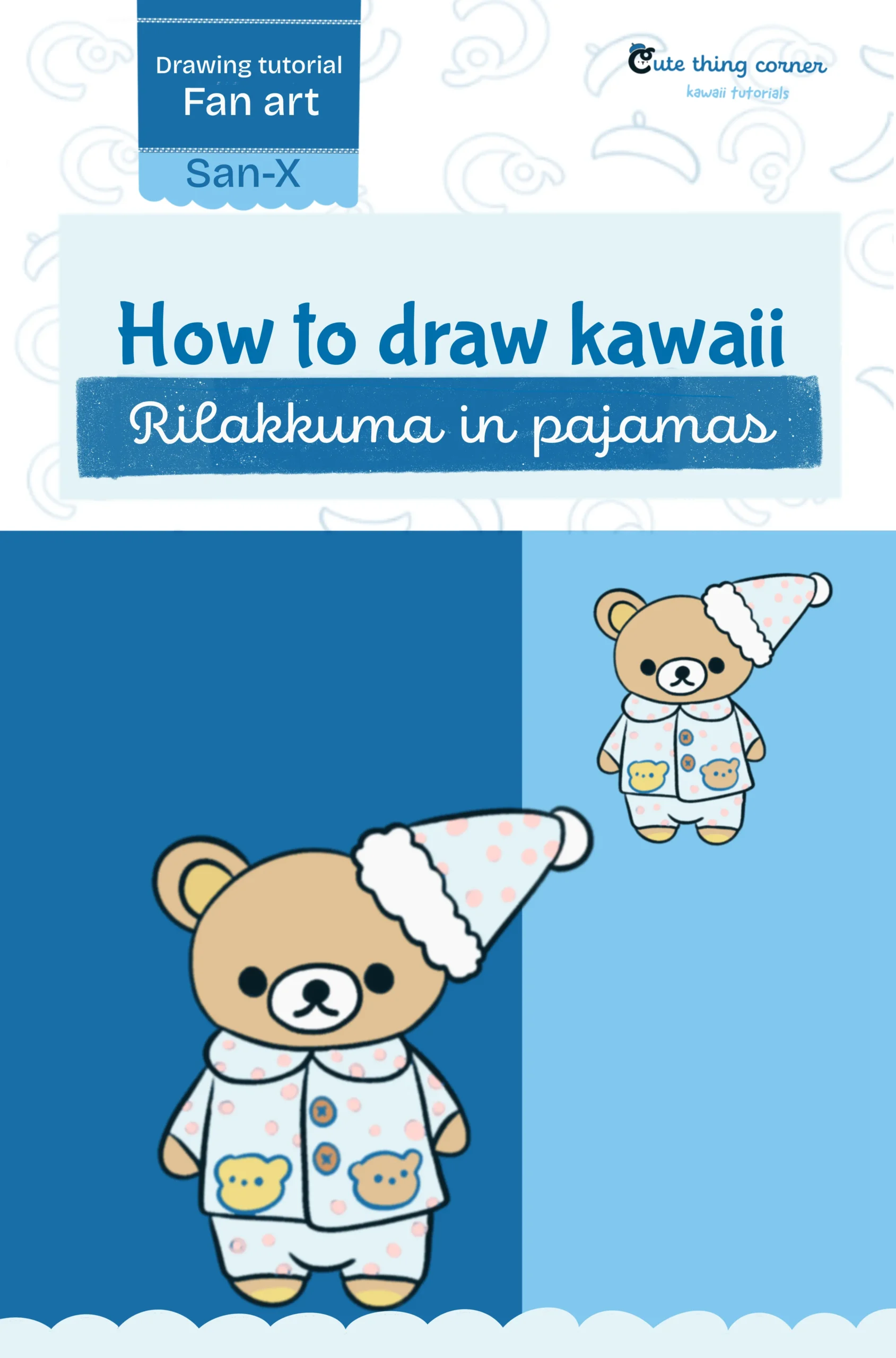 How to Draw Cute Rilakkuma in Pajamas (Step-by-step)