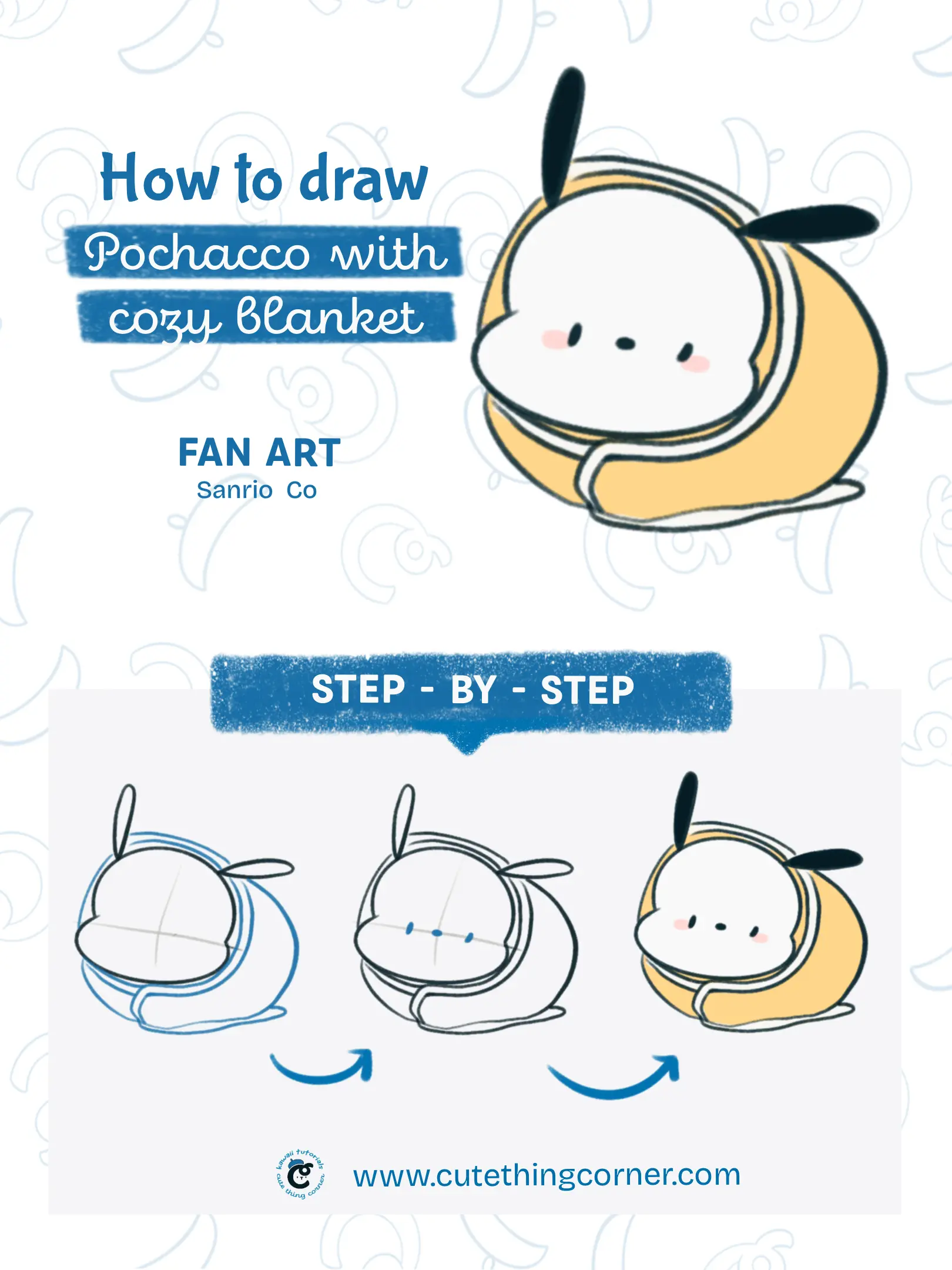 How to Draw Kawaii Pochacco with a Cozy Blanket