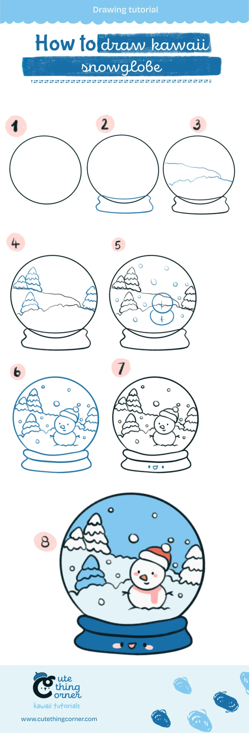 How to Draw a Kawaii Snowglobe