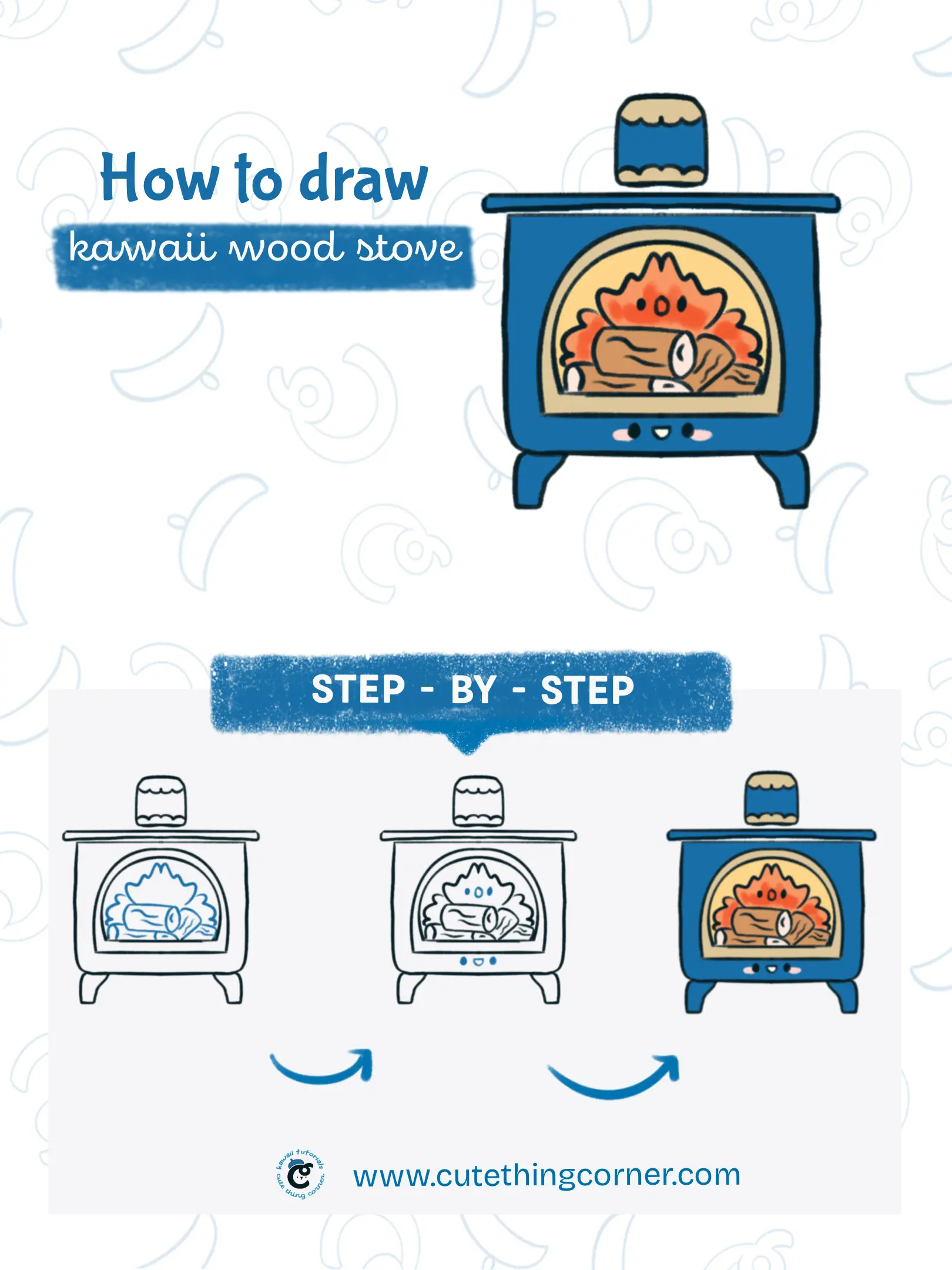 How to draw Kawaii Wood Stove (Step-by-step)