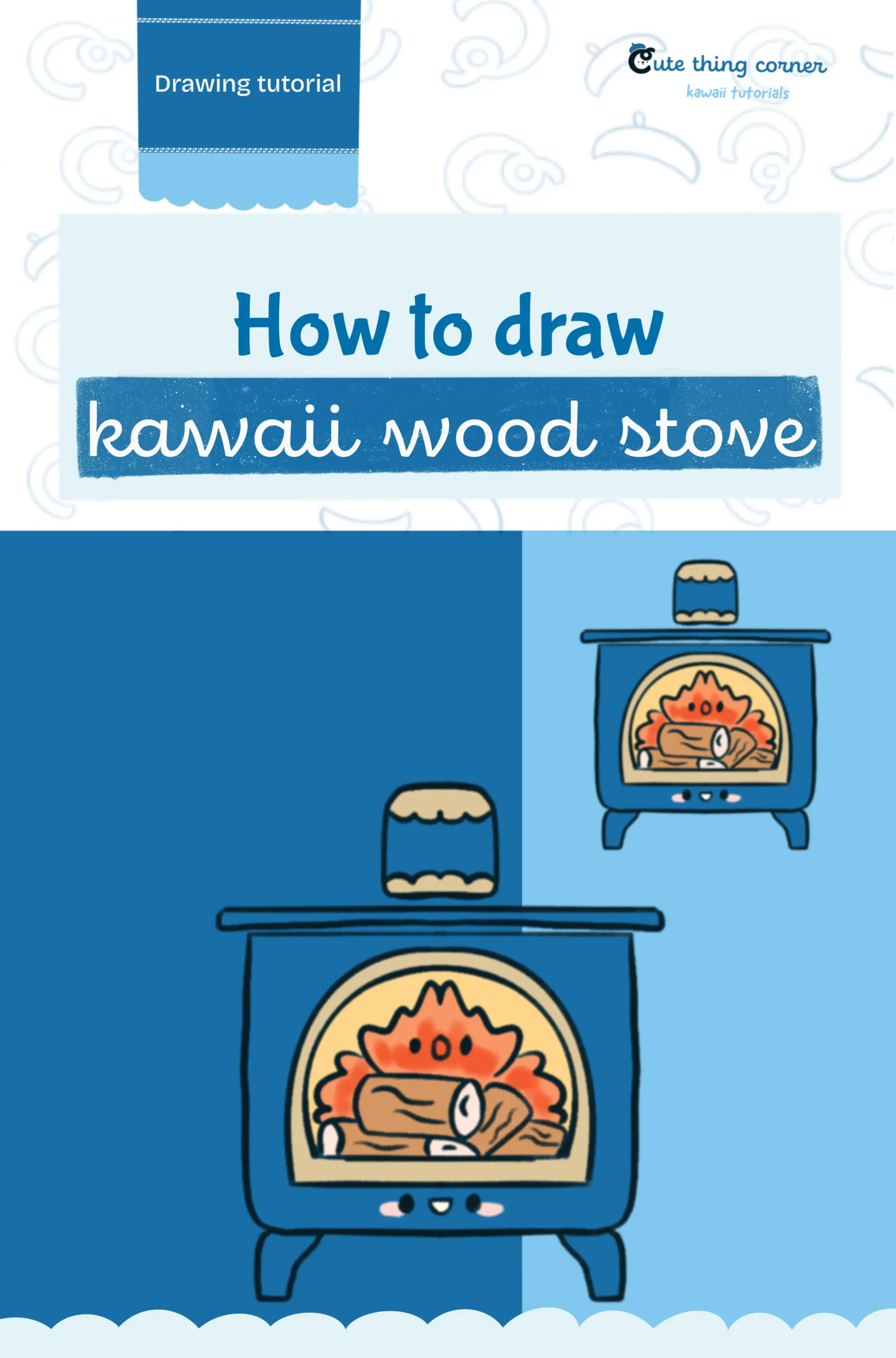 How to Draw Kawaii Wood Stove (Step-by-step)