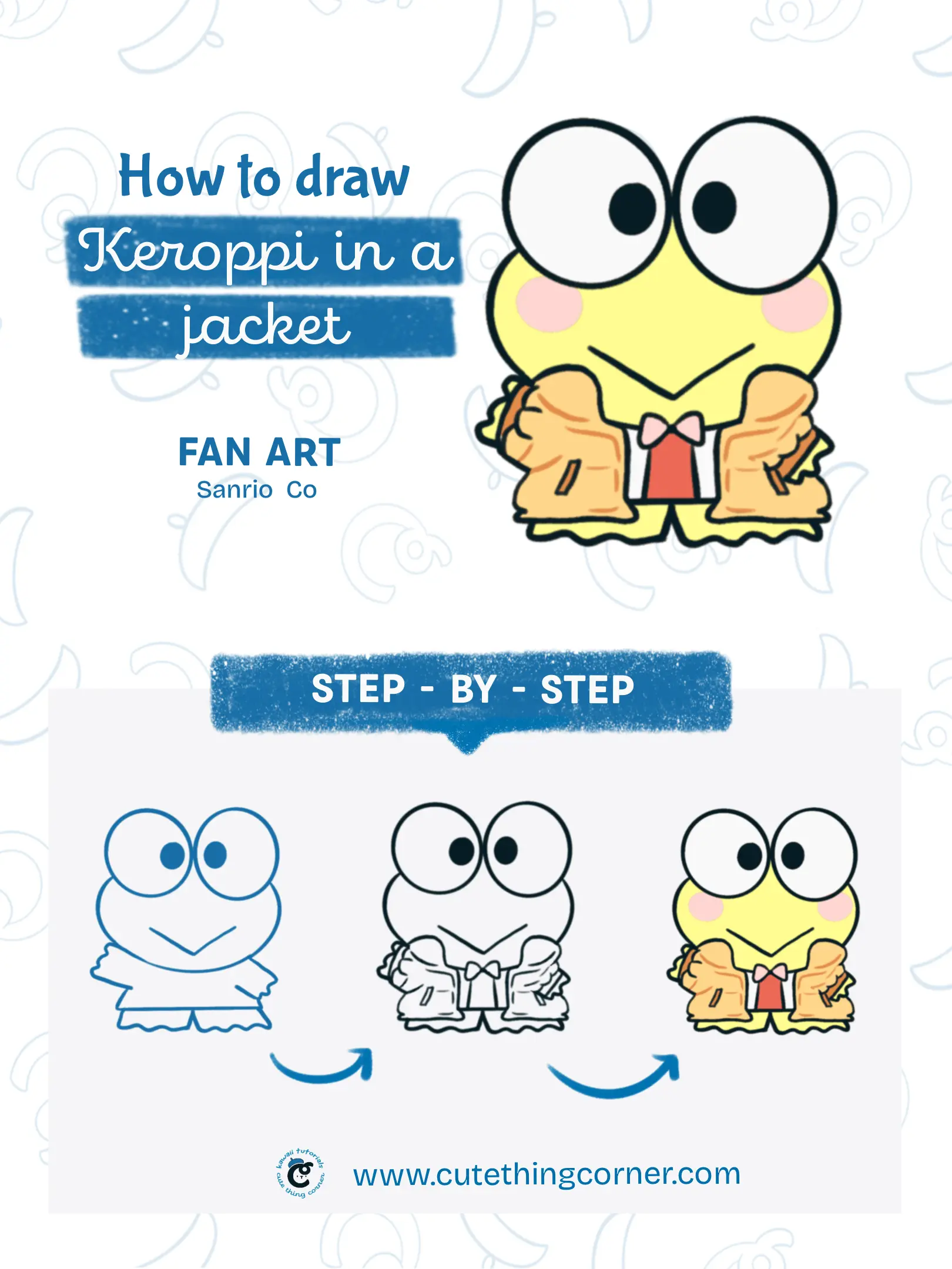 How to draw Keroppi in a jacket