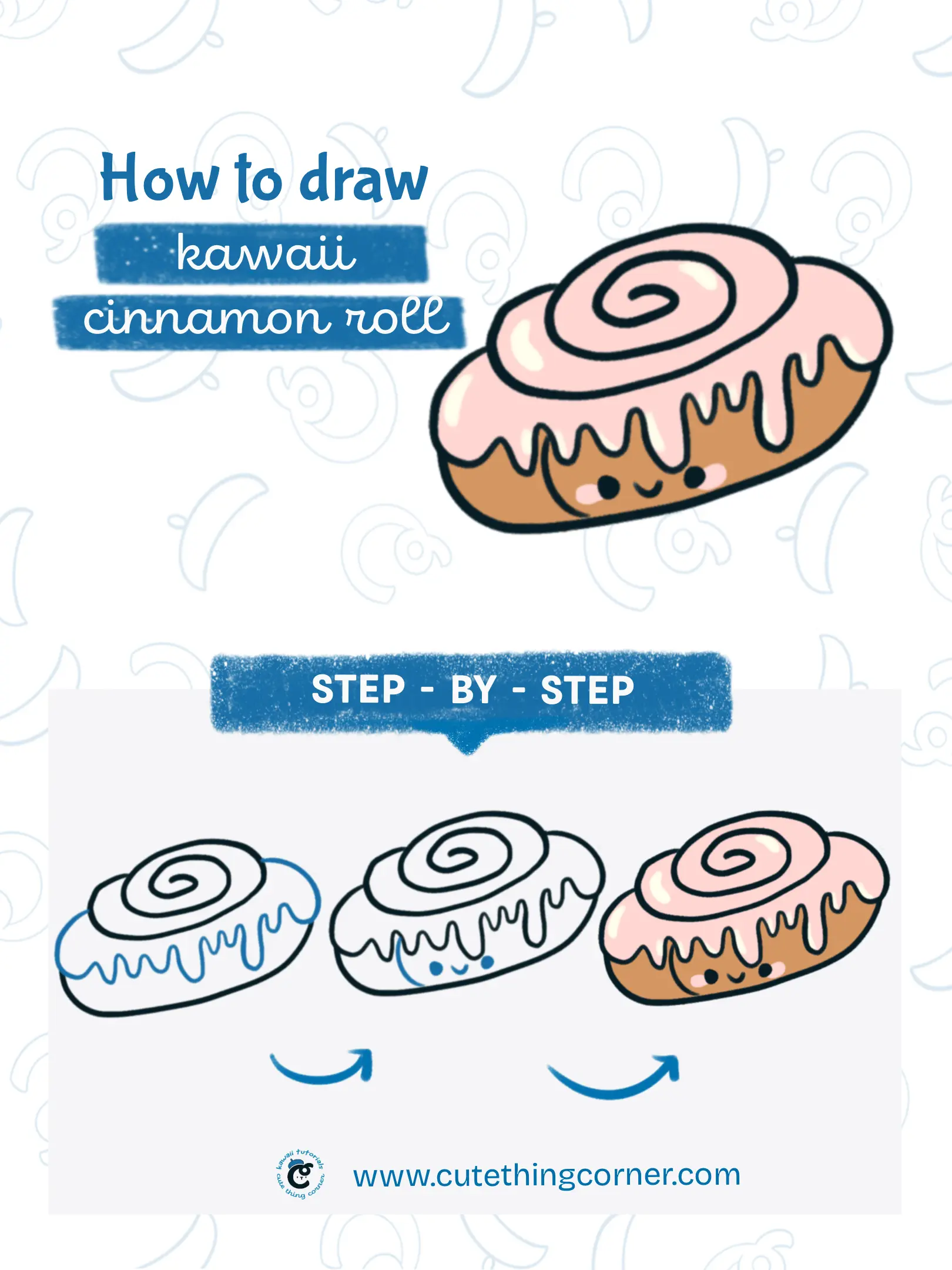 How to draw a kawaii cinnamon roll (Step-by-step)