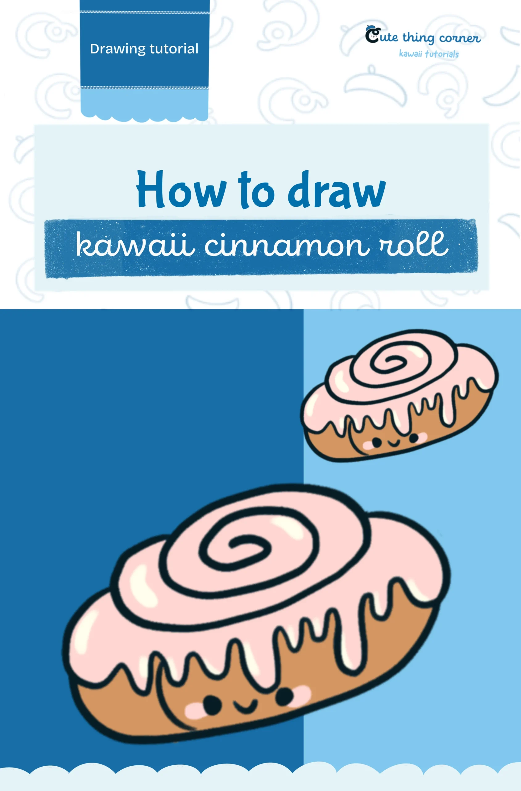 How to Draw a Kawaii Cinnamon Roll (Step-by-step)