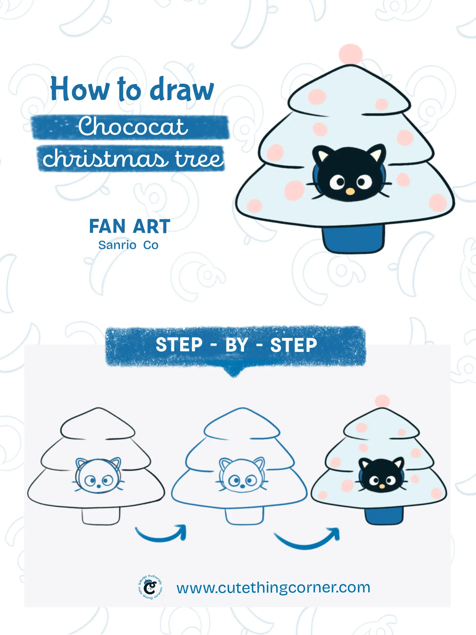 How to draw kawaii Chococat christmas tree