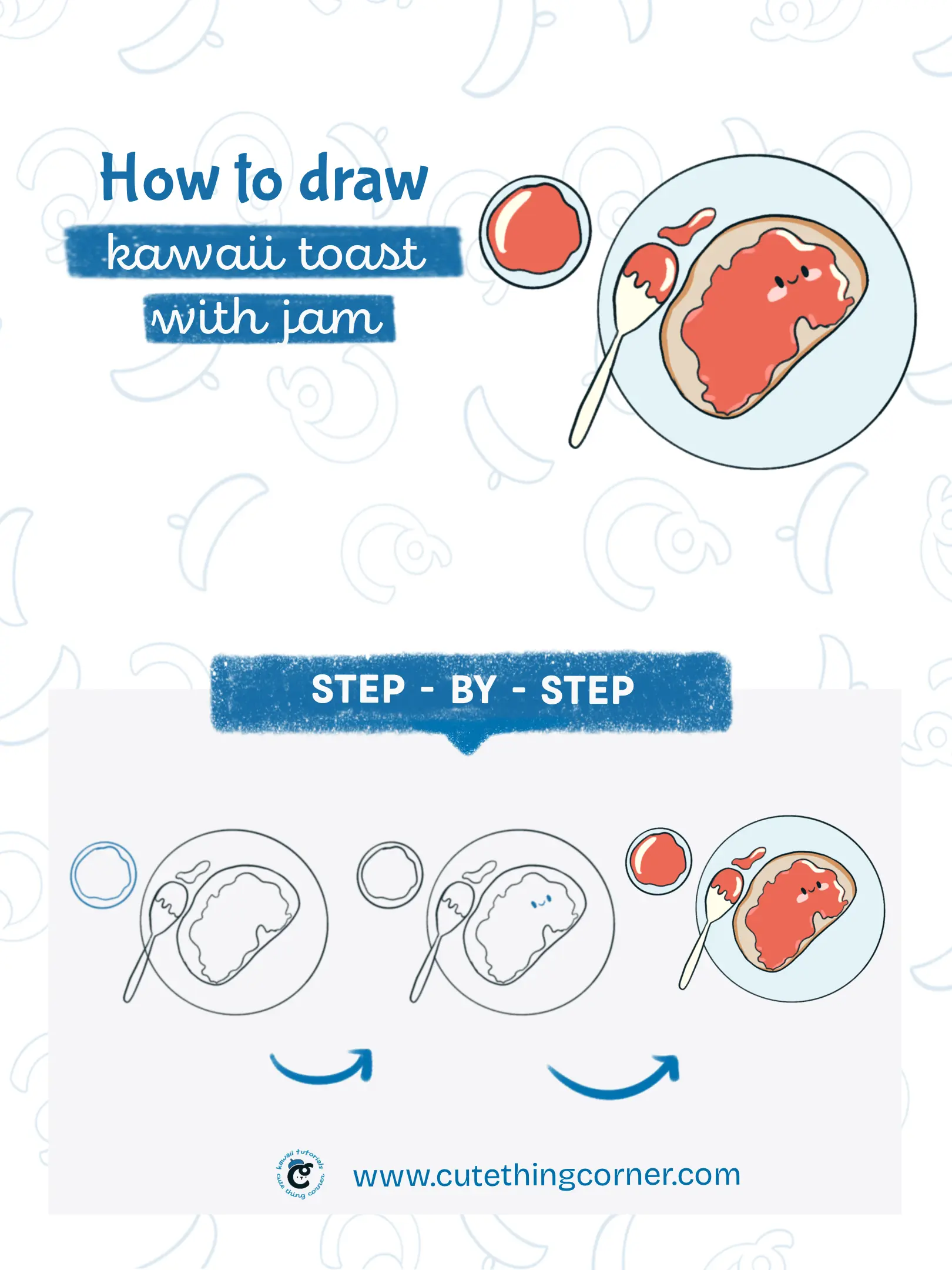 How to draw kawaii toast with jam