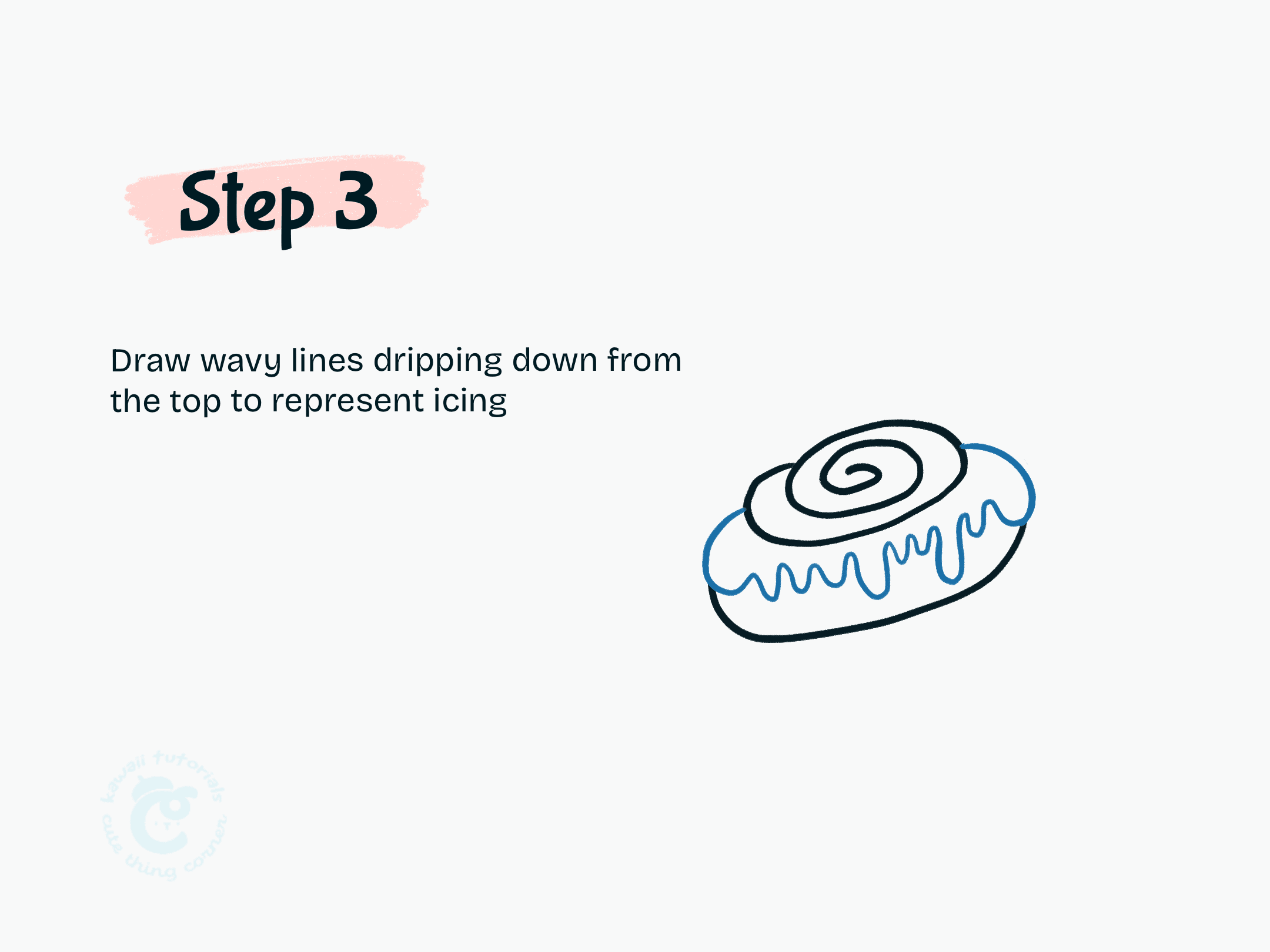 Step 3 Draw wavy lines dripping down from the top to represent icing