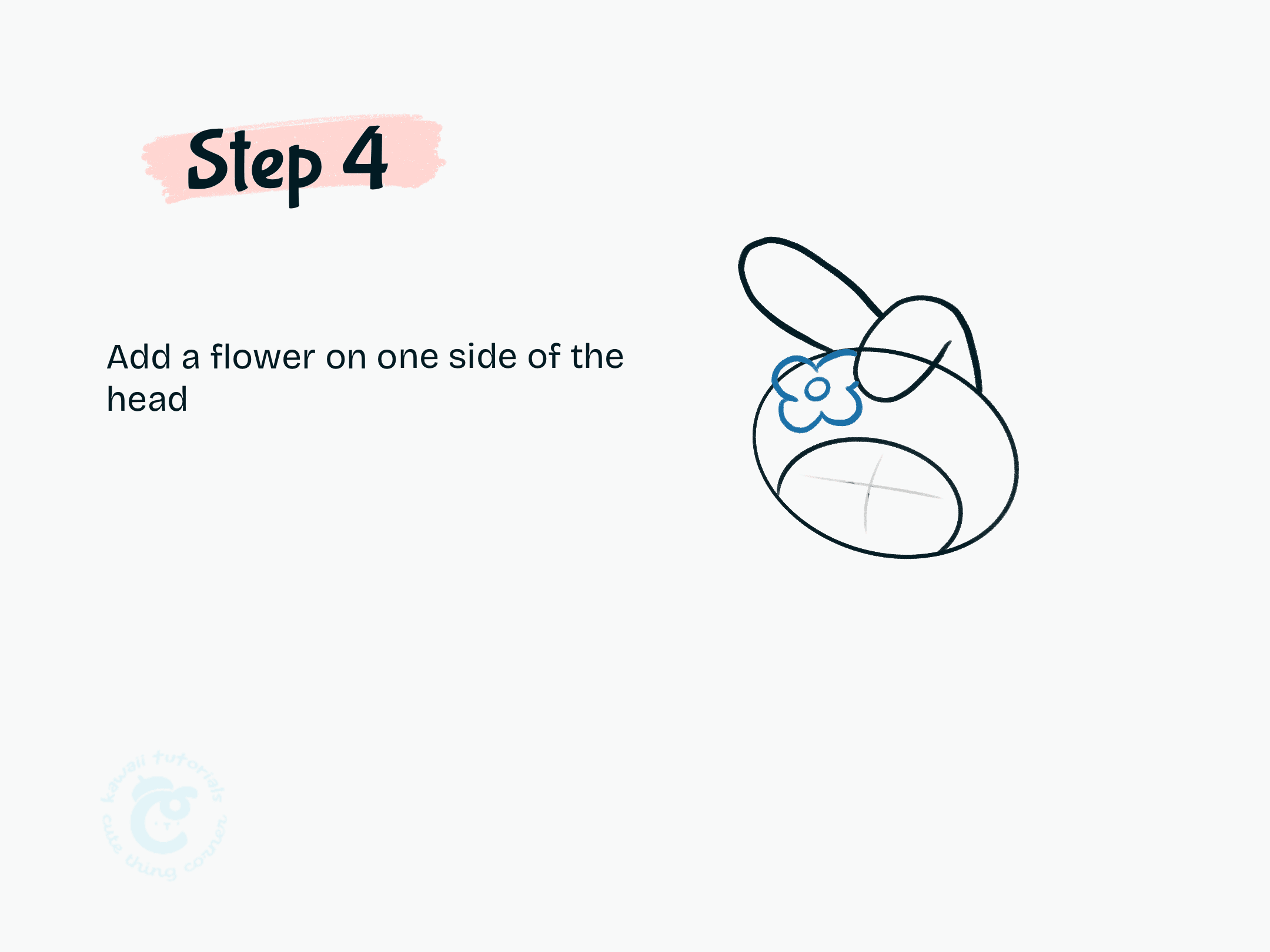 Step 4 Add a flower on one side of the head