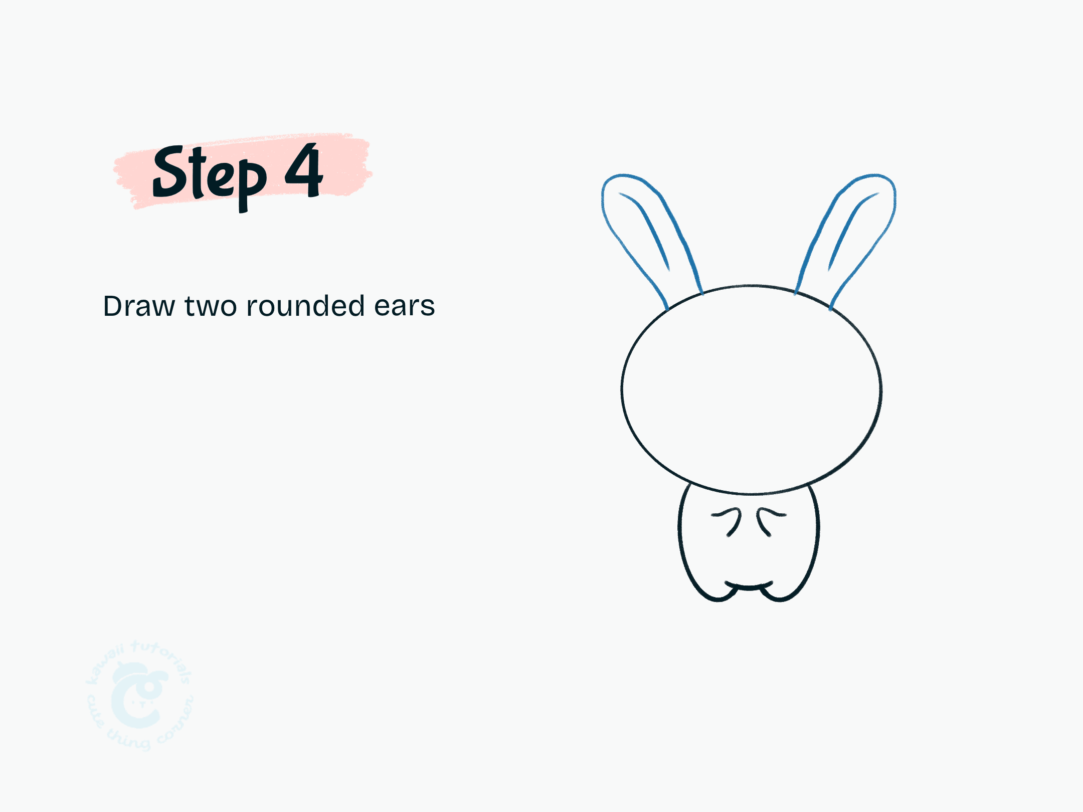 Step 4 Draw two rounded ears