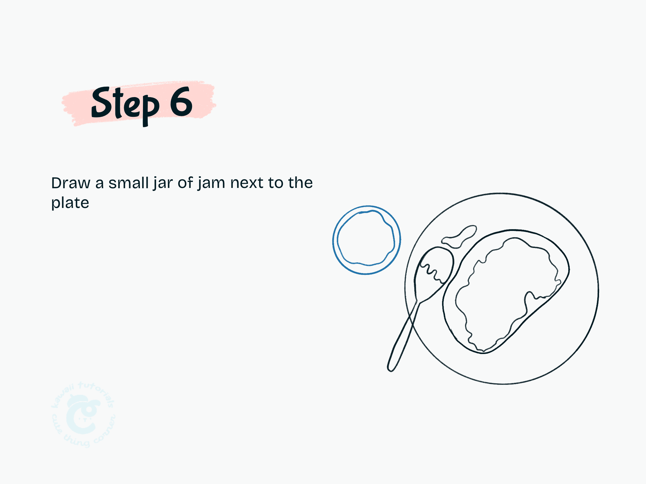 Step 6 Draw a small jar of jam next to the plate