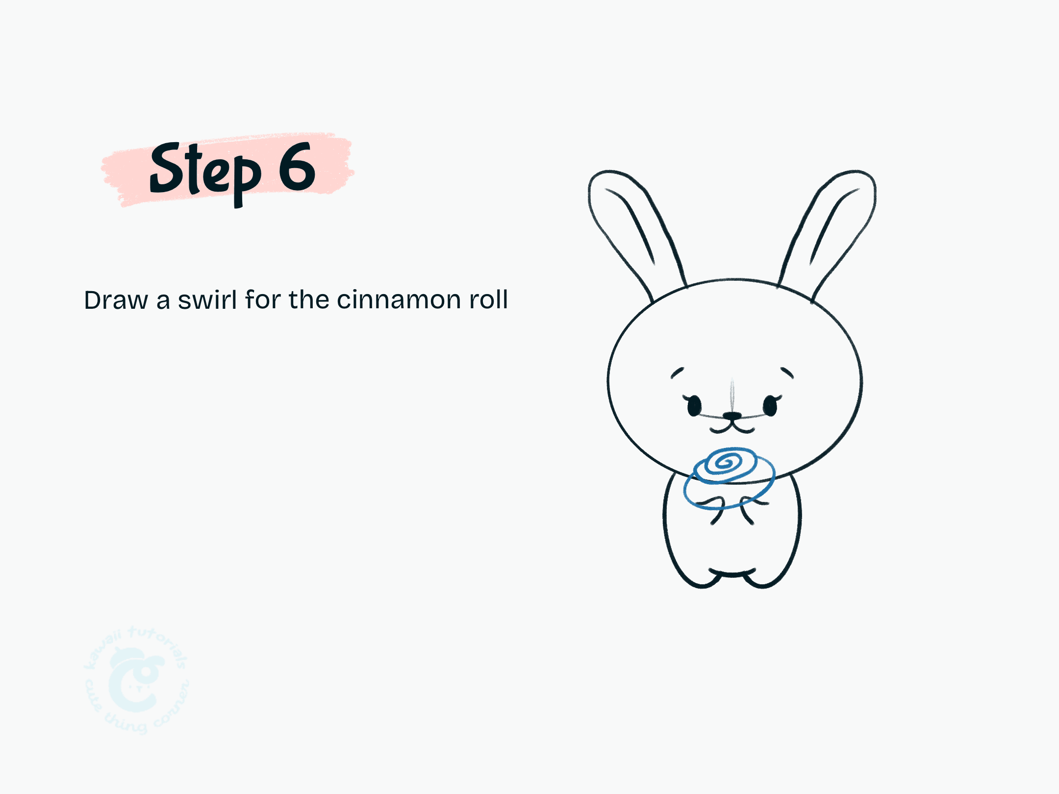 Step 6 Draw a swirl for the cinnamon roll