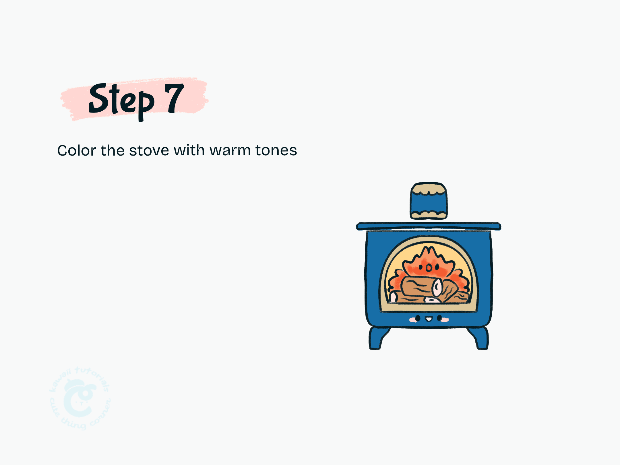 Step 7 Color the stove with warm tones