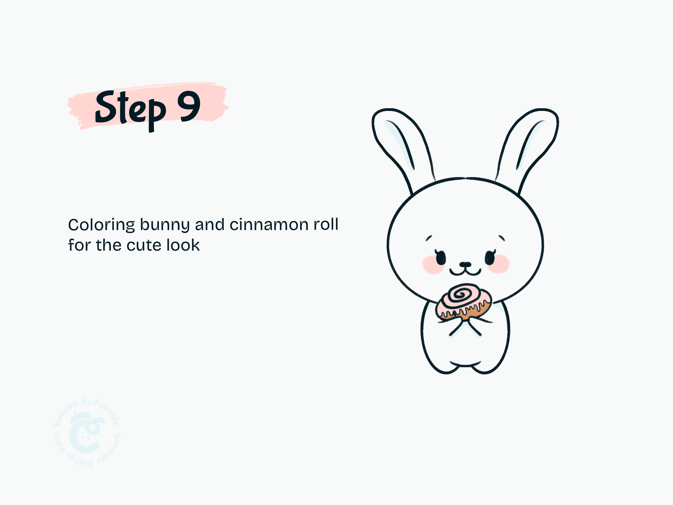 Step 9 Coloring bunny and cinnamon roll for the cute look