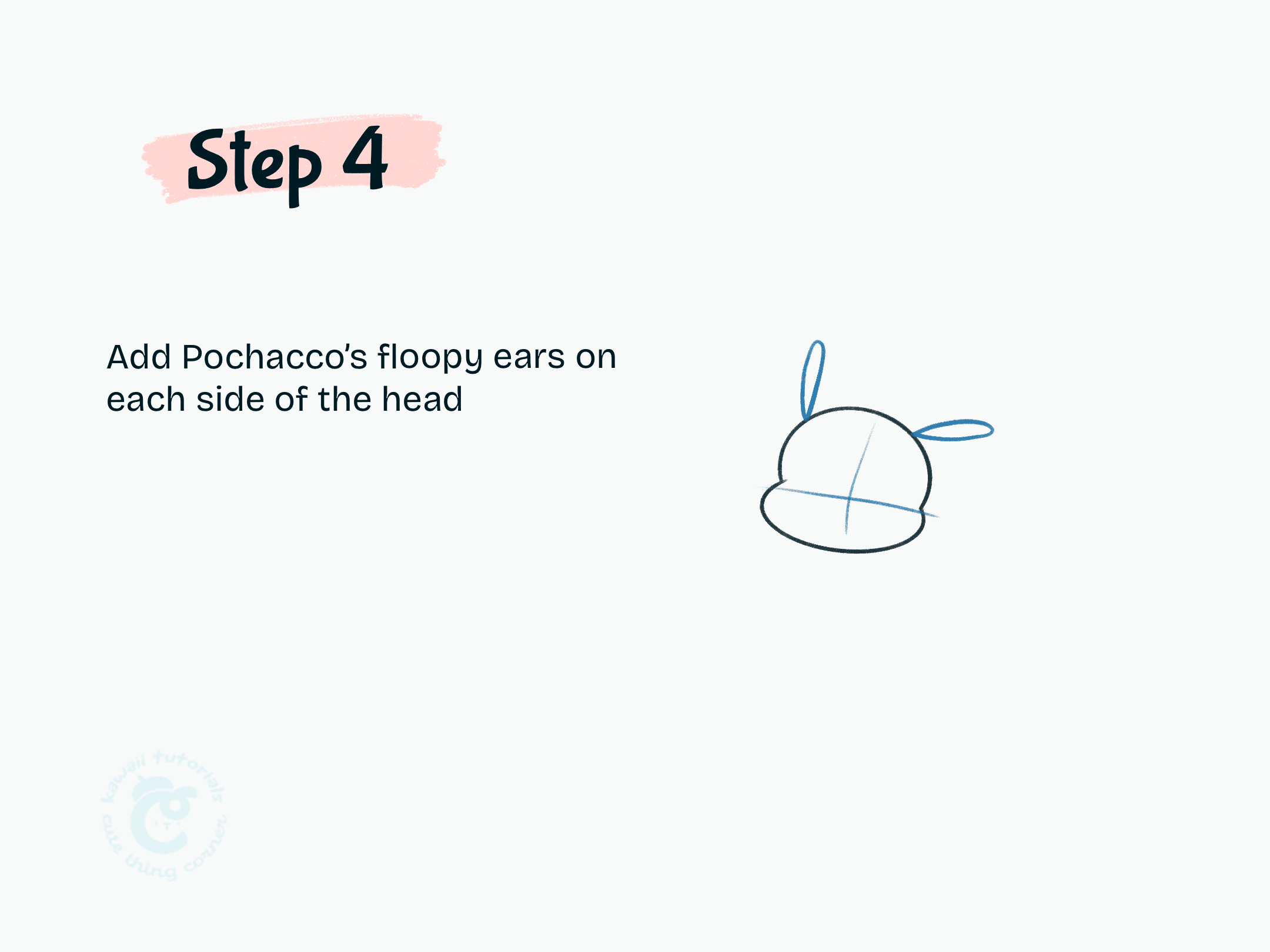 Step 4 Add Pochacco's floopy ears on each side of the head