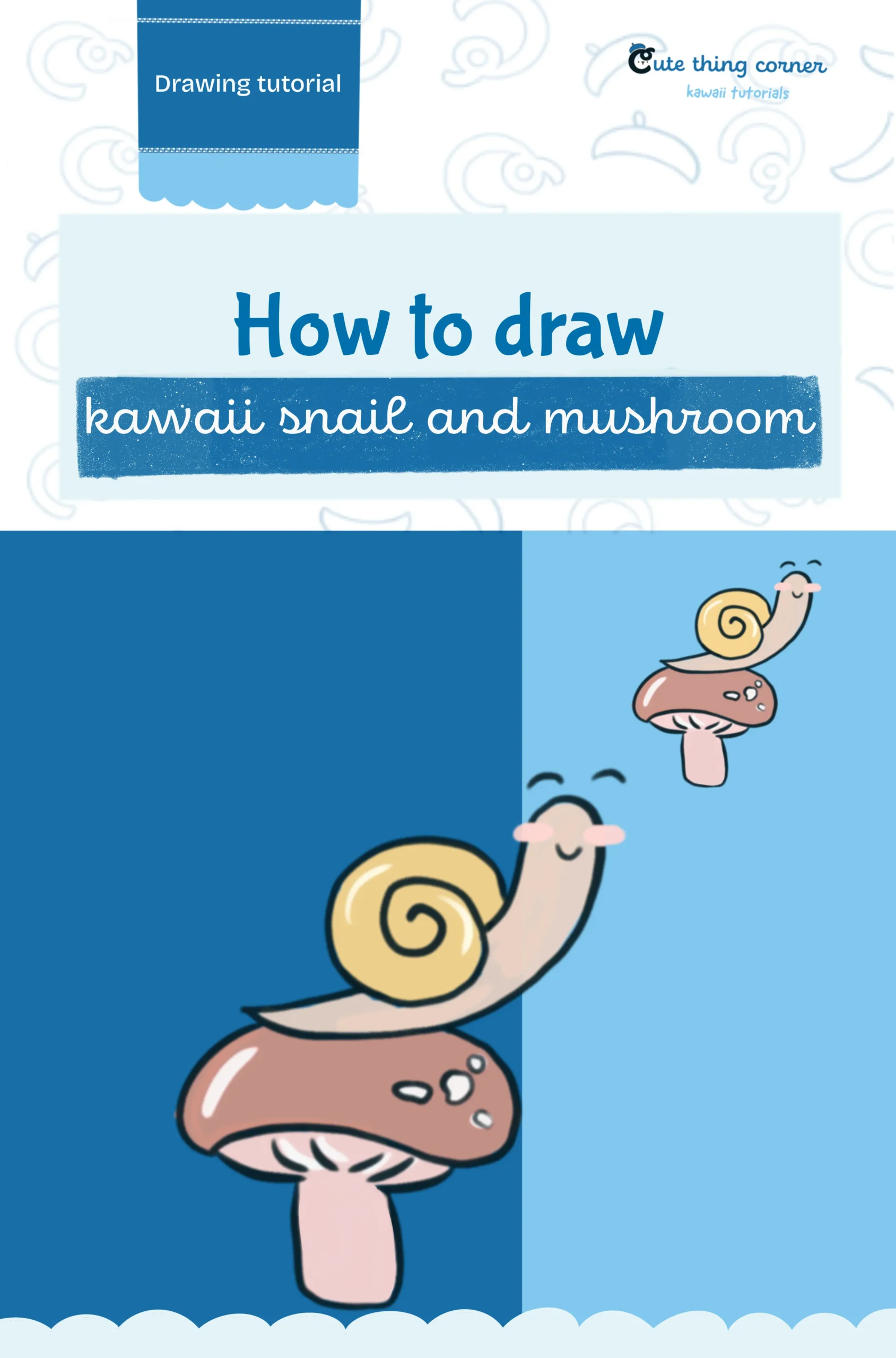 How to Draw a Cute Snail and Mushroom (Step-by-step)