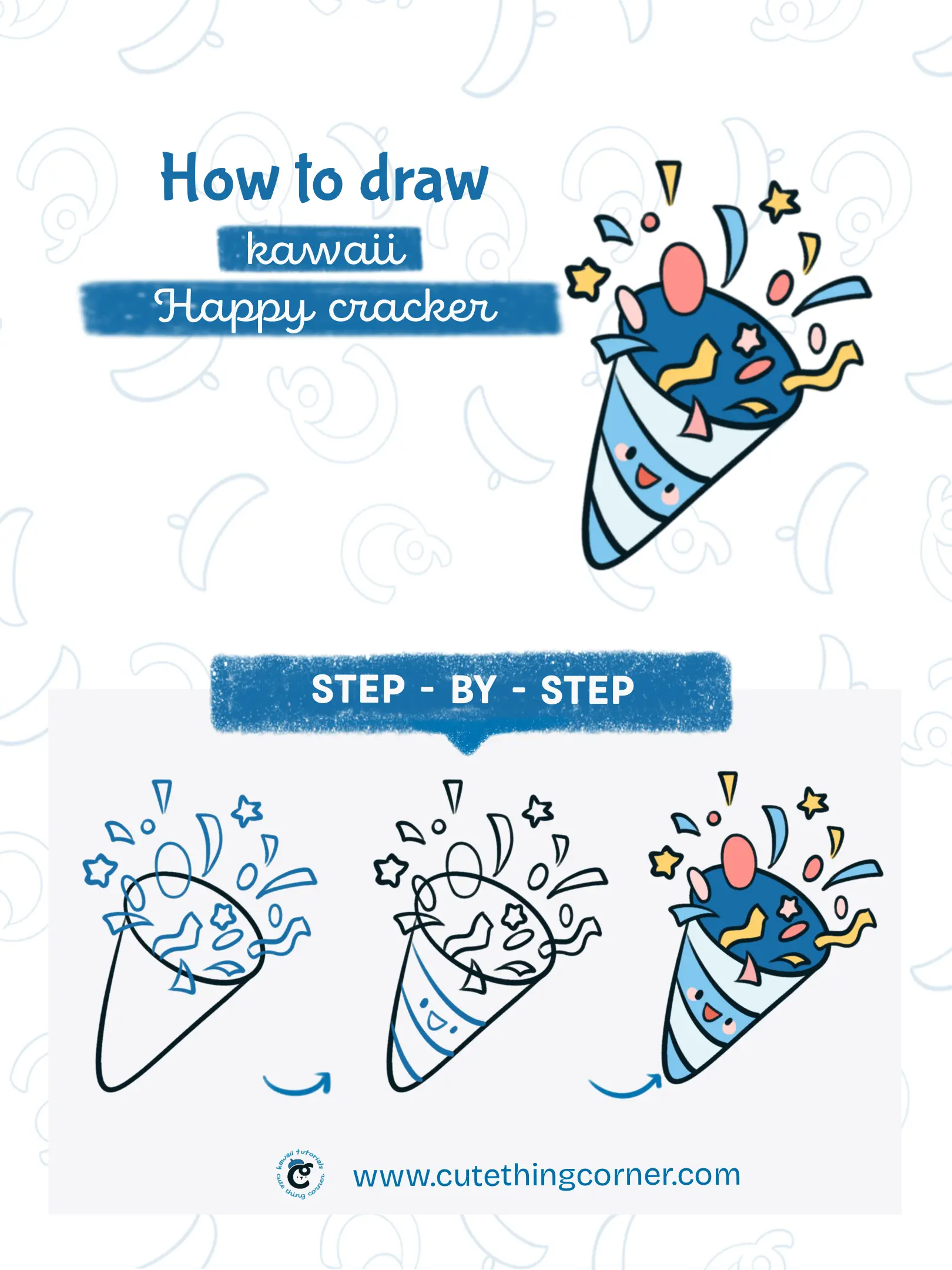 How to draw a cute happy cracker