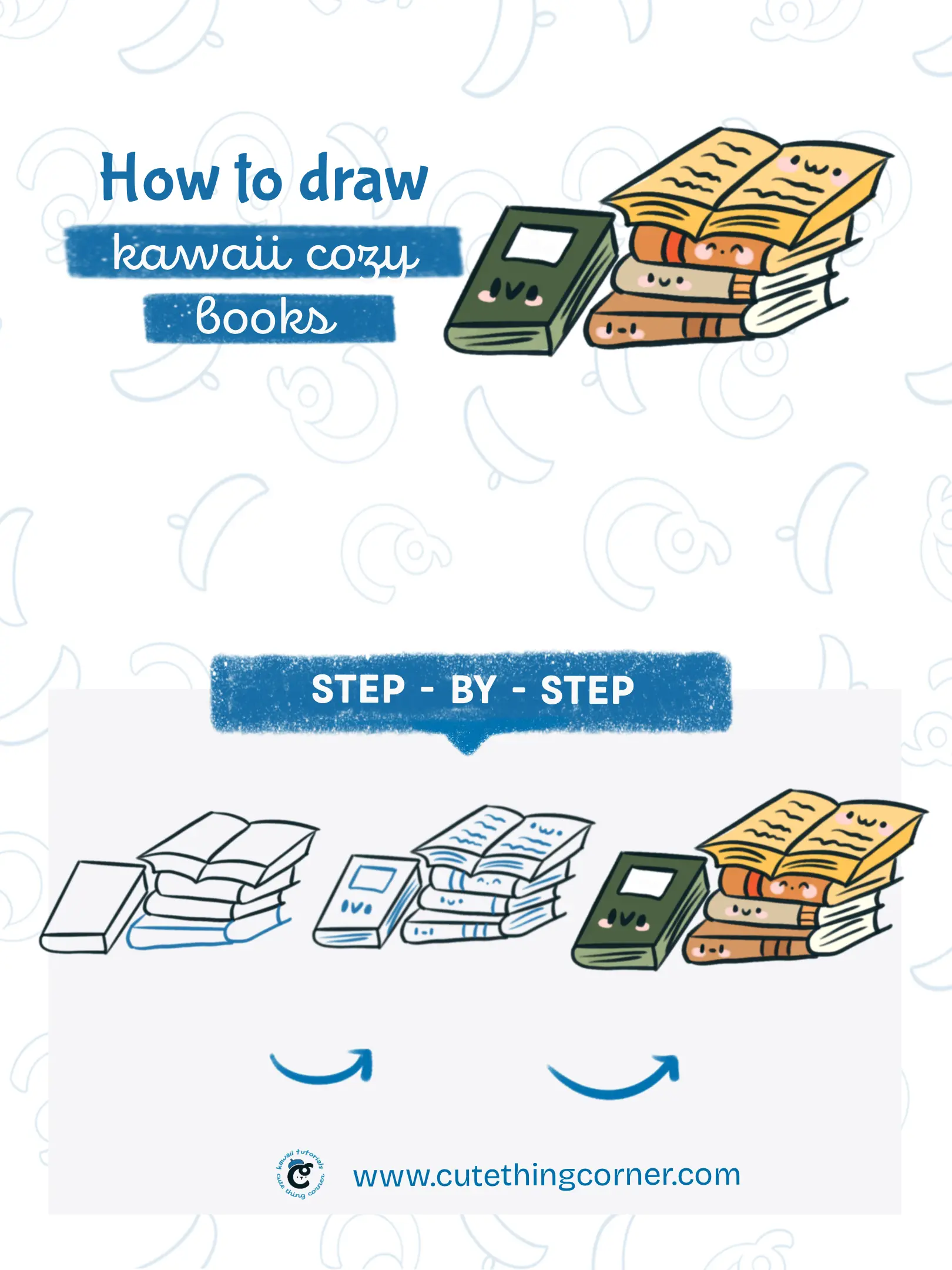 How to draw a kawaii cozy books