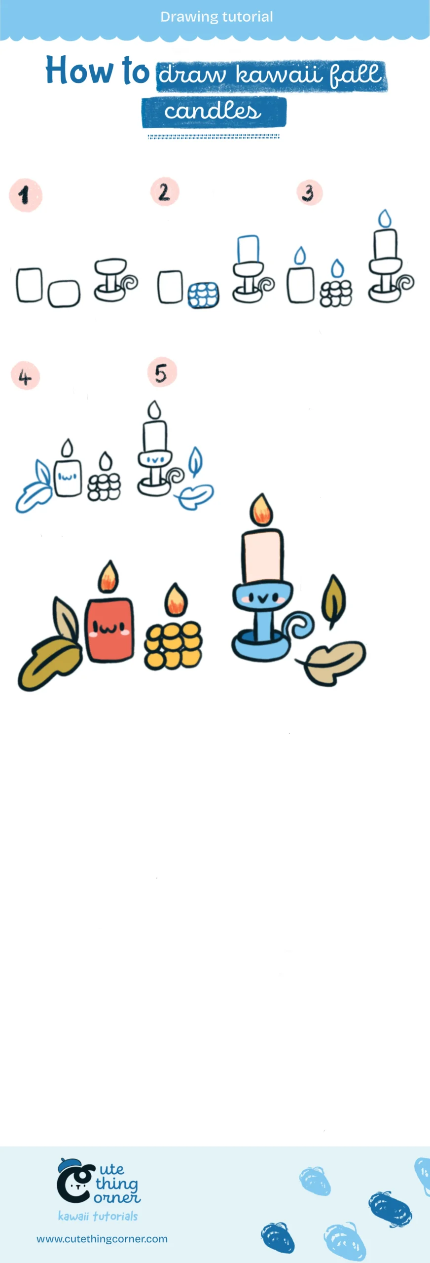 How to draw a kawaii fall candles