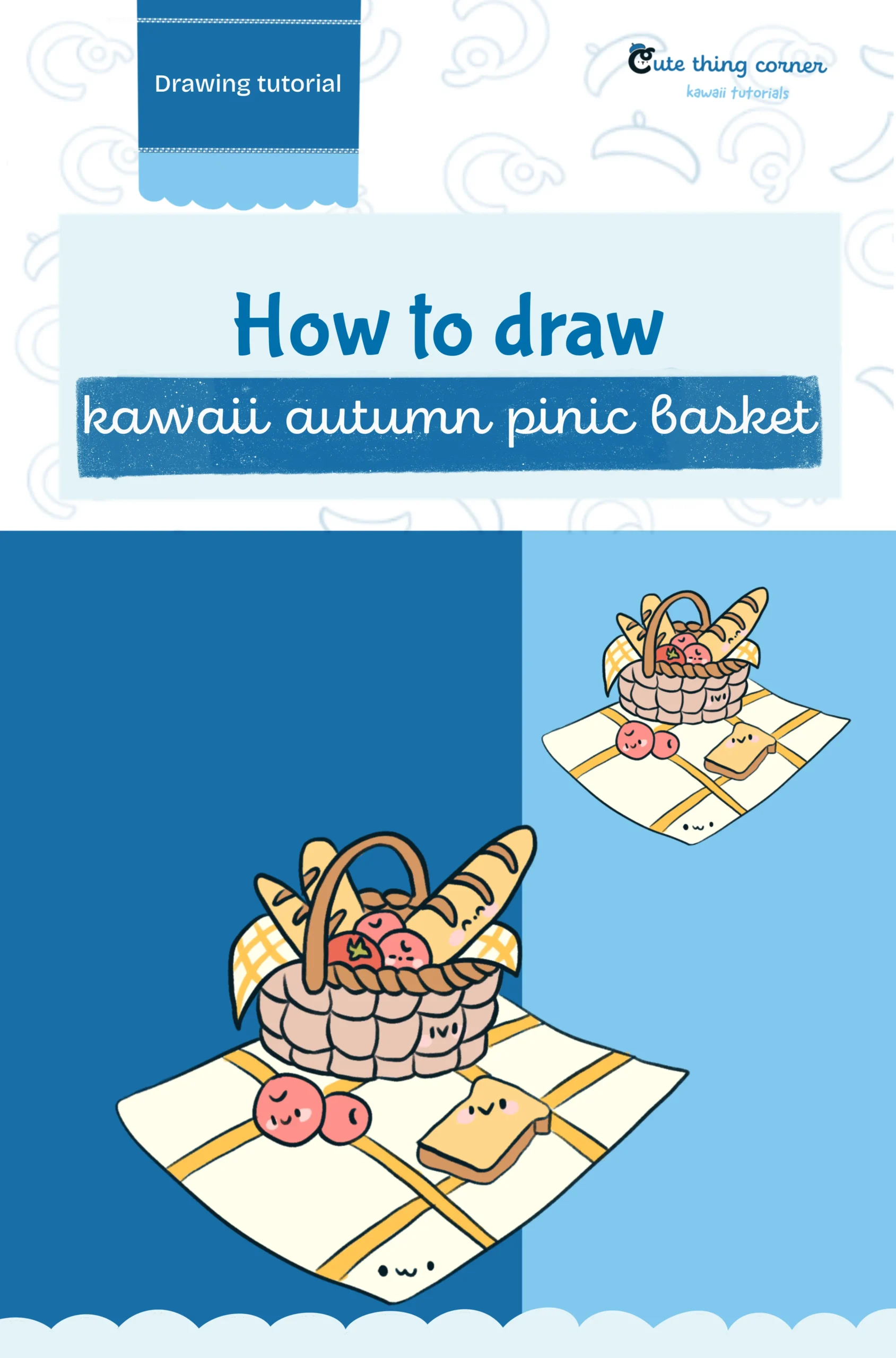 How to Draw a Cute Autumn Picnic Basket (Step-by-step)