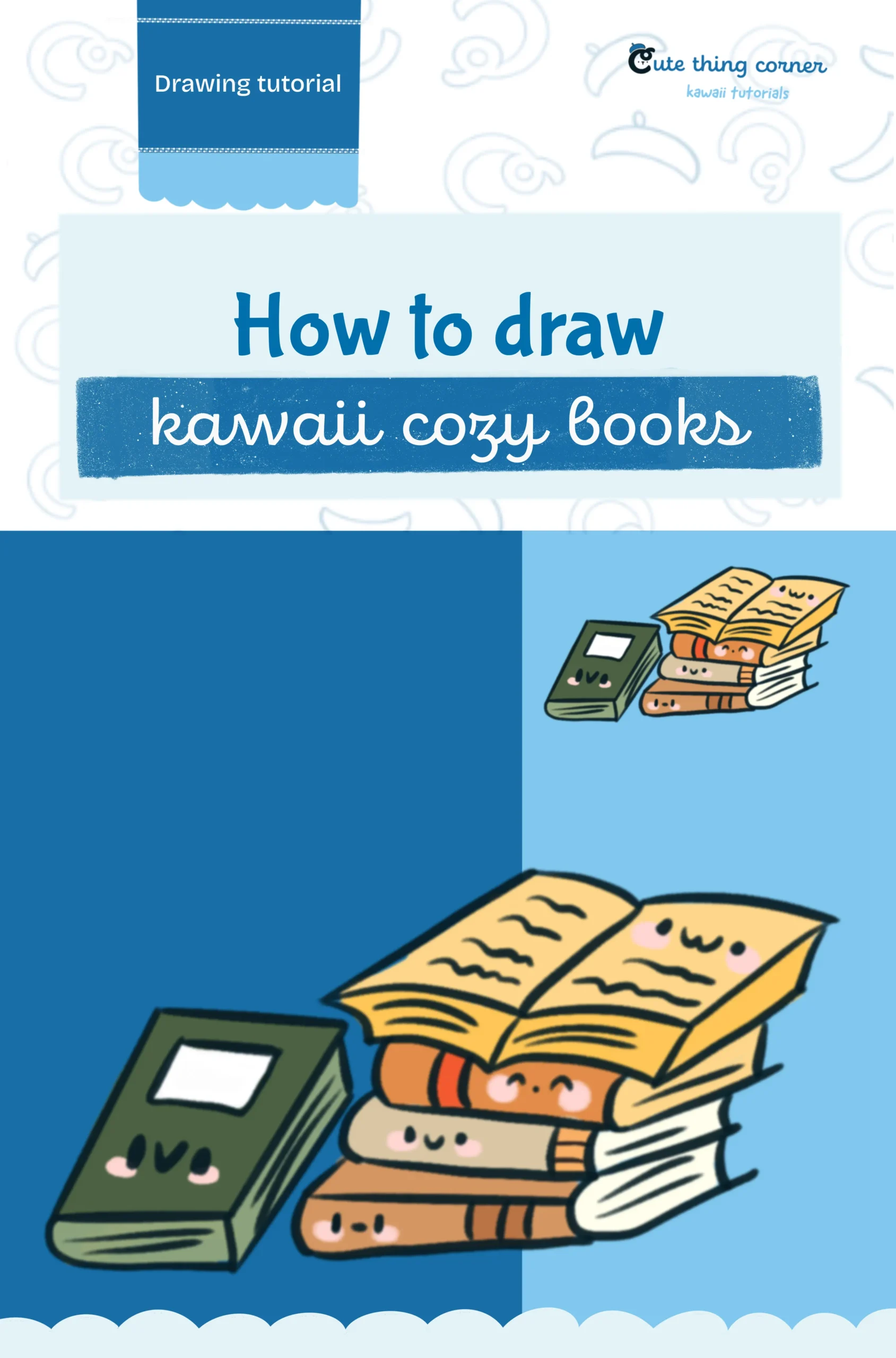 How to Draw a Kawaii Cozy Books (Step-by-step)