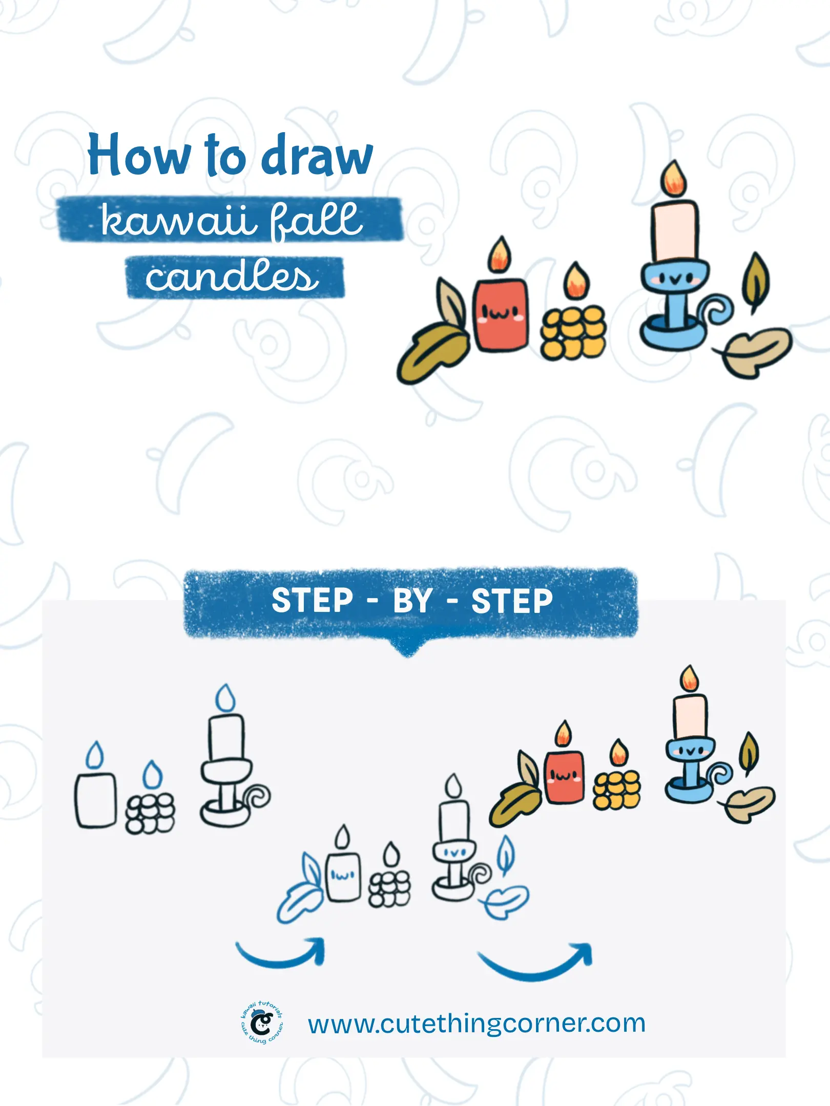 How to draw kawaii fall candles (Step-by-step)