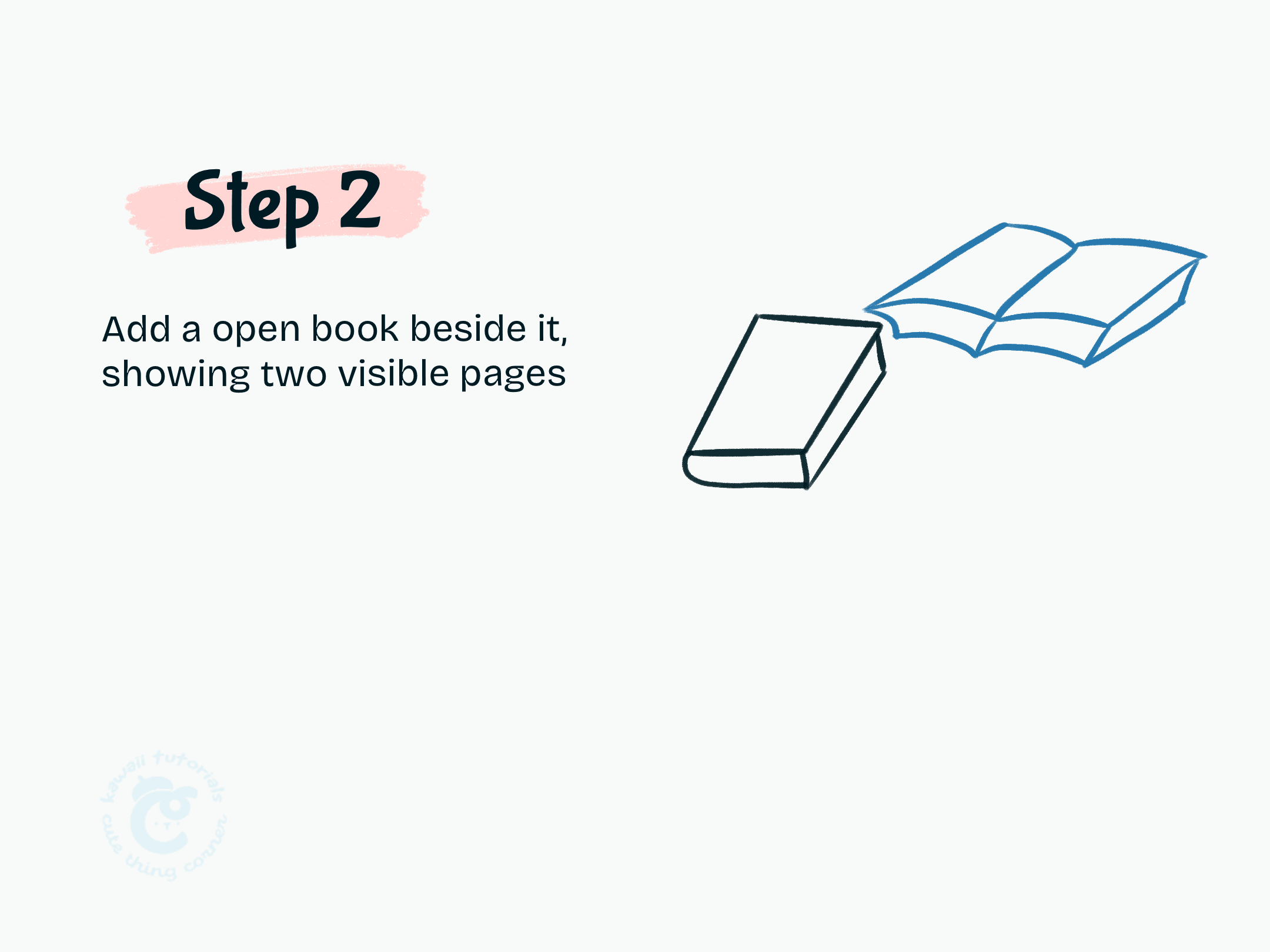 Step 2 Add a open book beside it, showing two visible pages