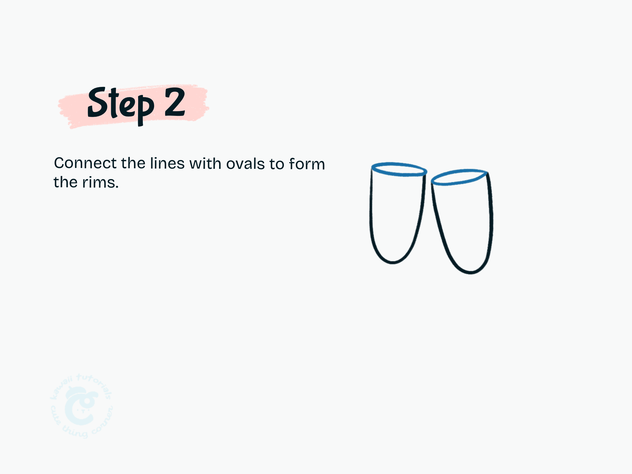 Step 2 Connect the lines with ovals to form the rims.