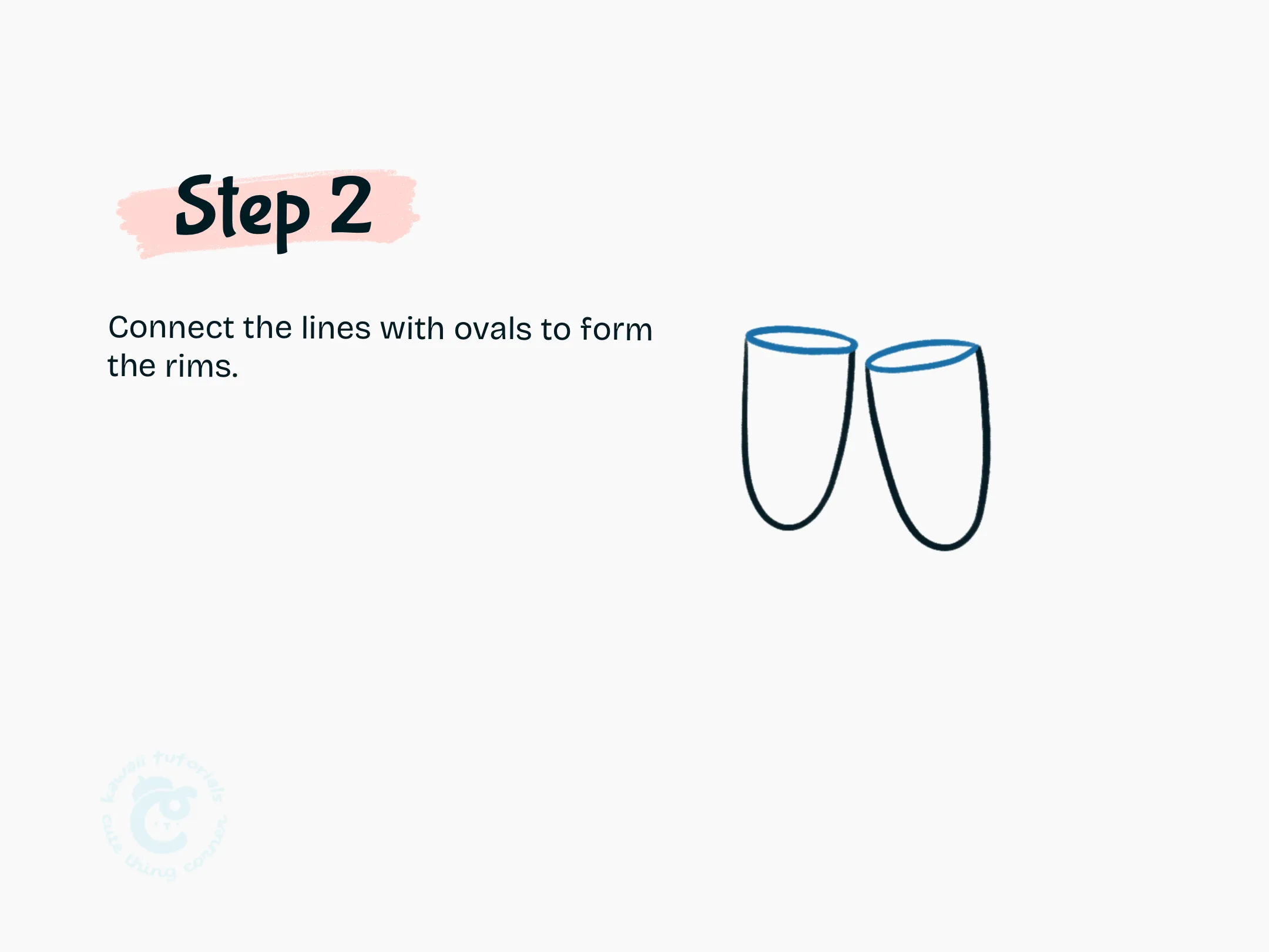 Step 2 Connect the lines with ovals to form the rims.