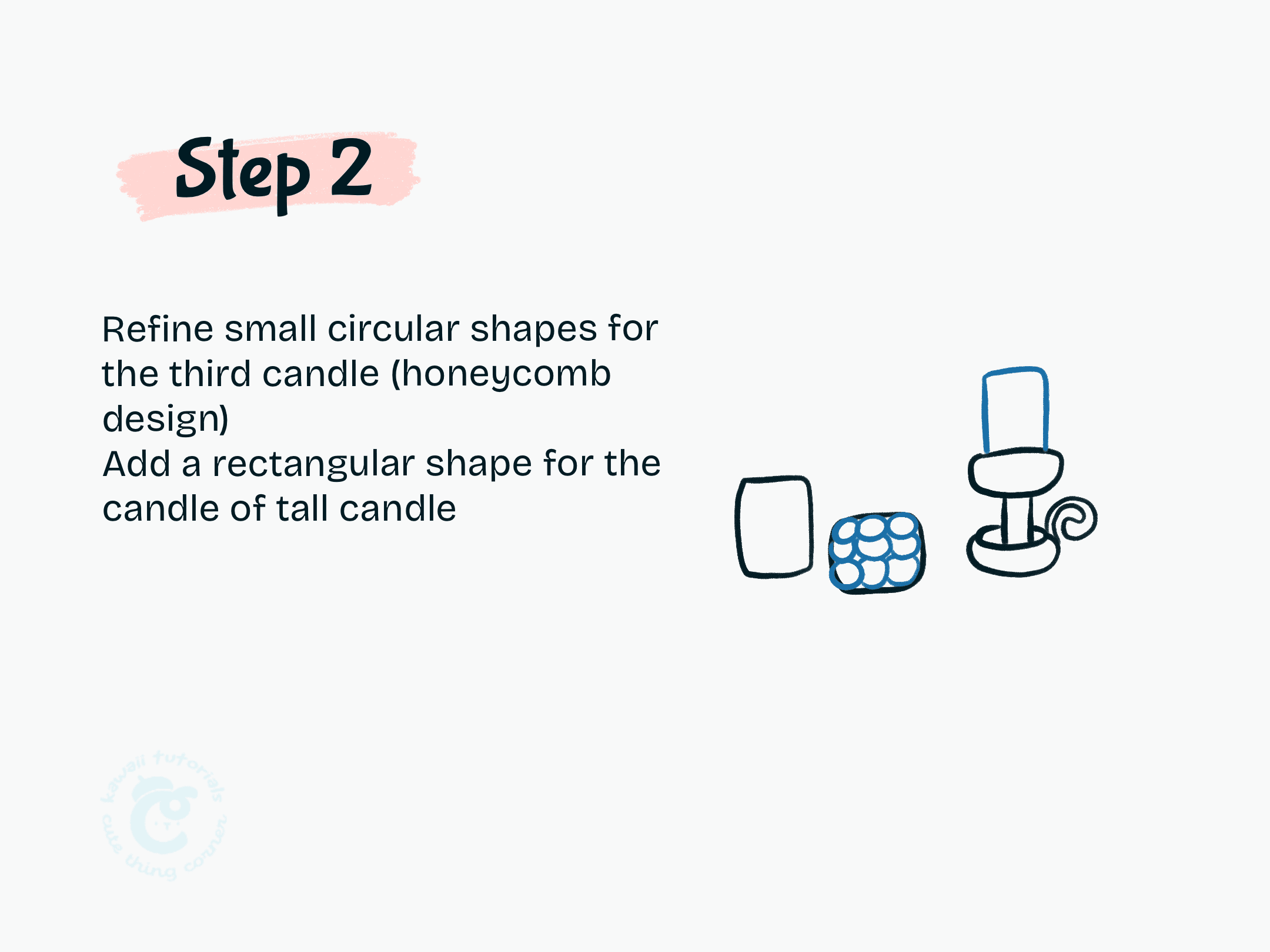 Step 2 Refine small circular shapes for the third candle (honeycomb design)