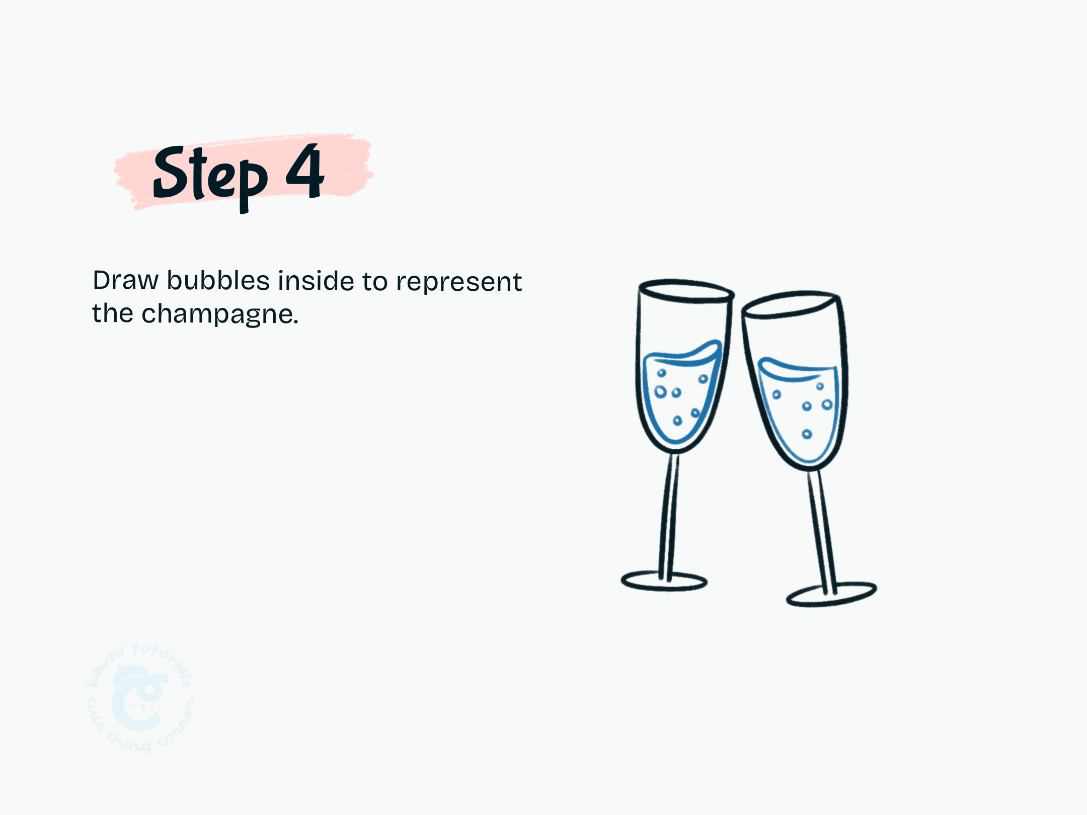 Step 4 Draw bubbles inside to represent the champagne.