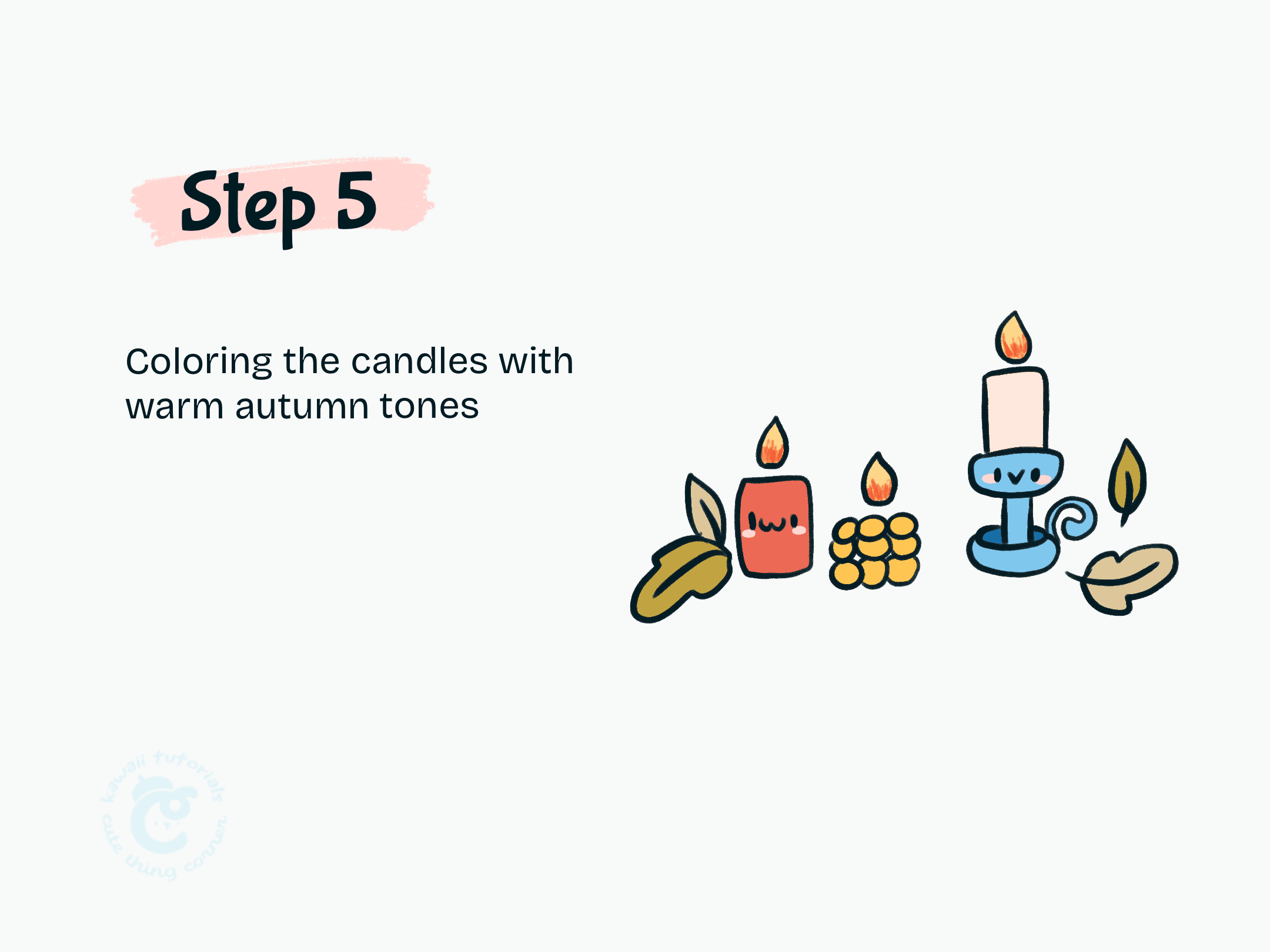 Step 5 Coloring the candles with warm autumn tones