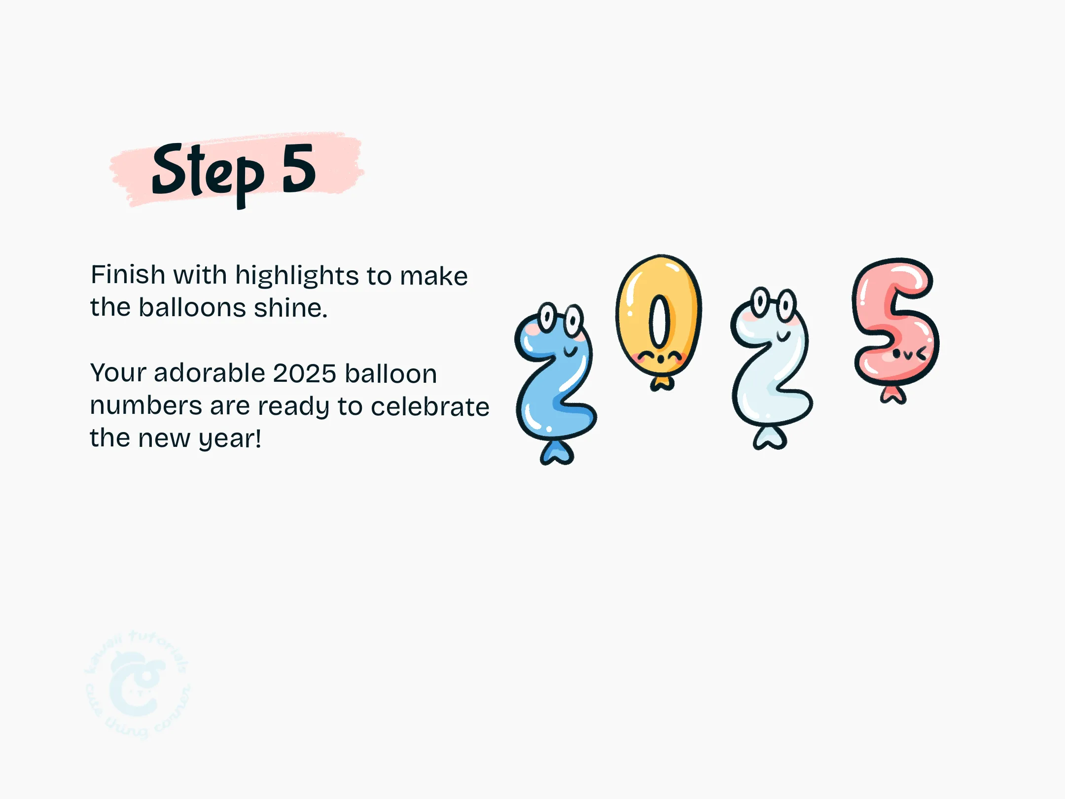 Step 5 Finish with highlights to make the balloons shine.
