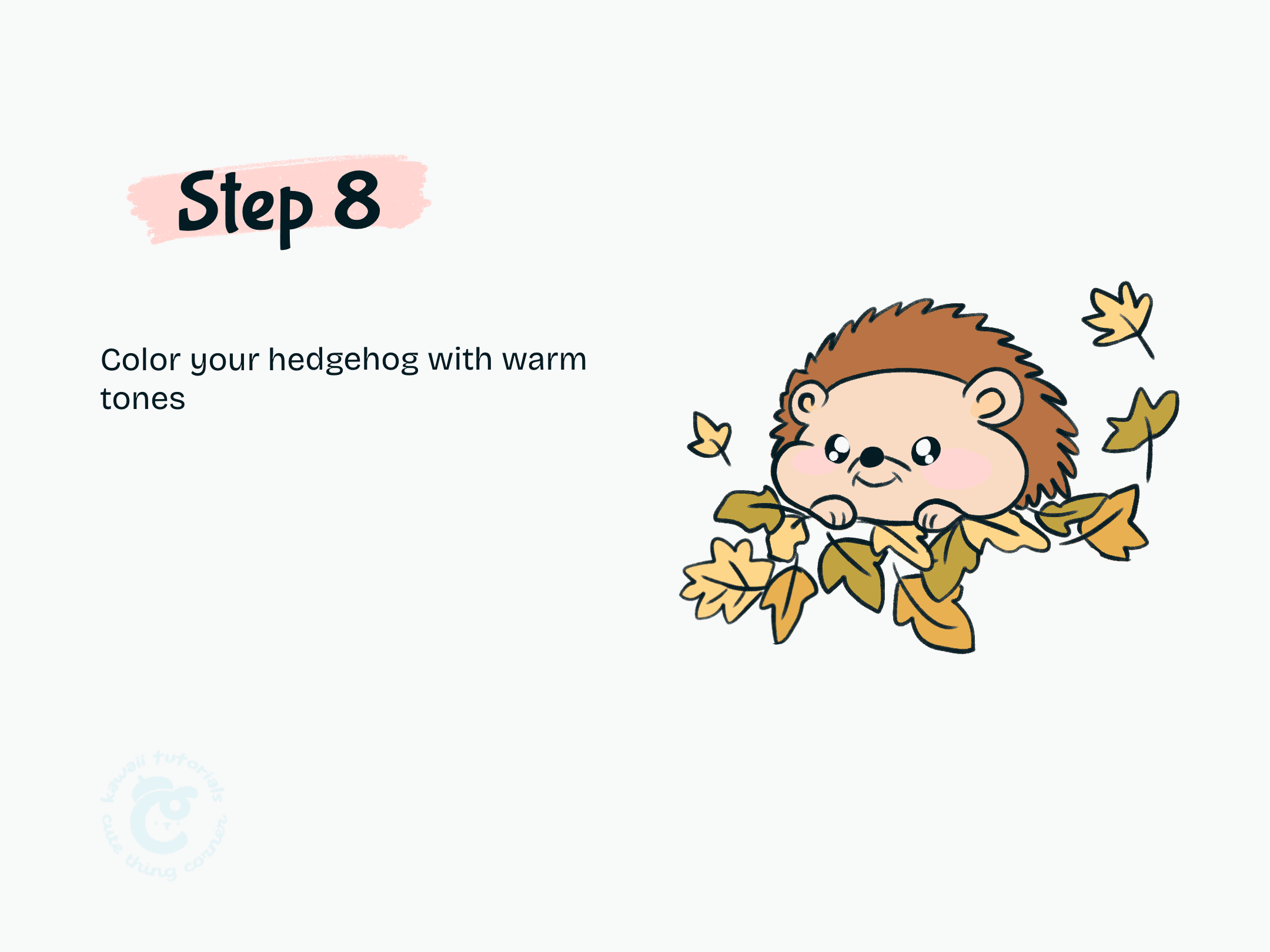 Step 8 Color your hedgehog with warm tones