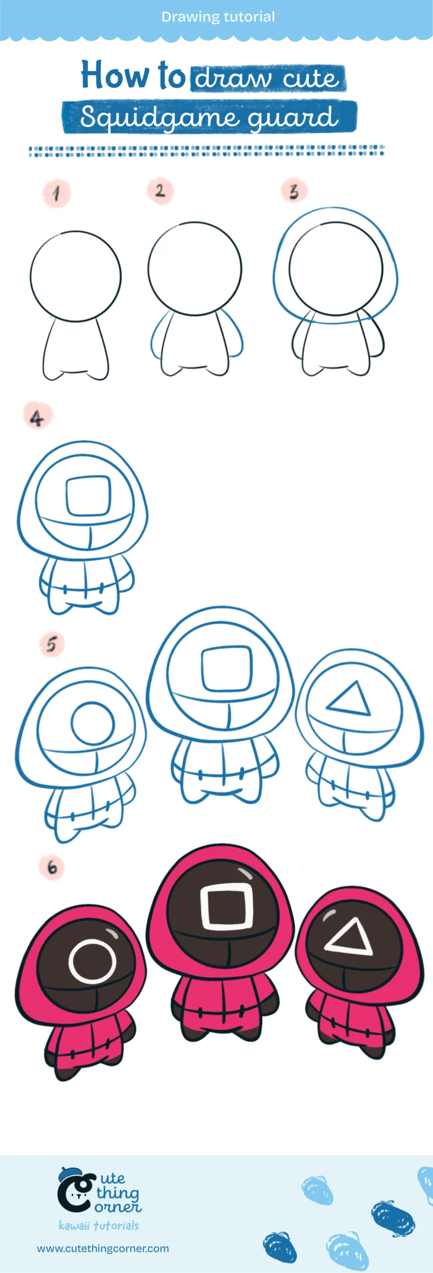 How to draw Kawaii Squidgame guard