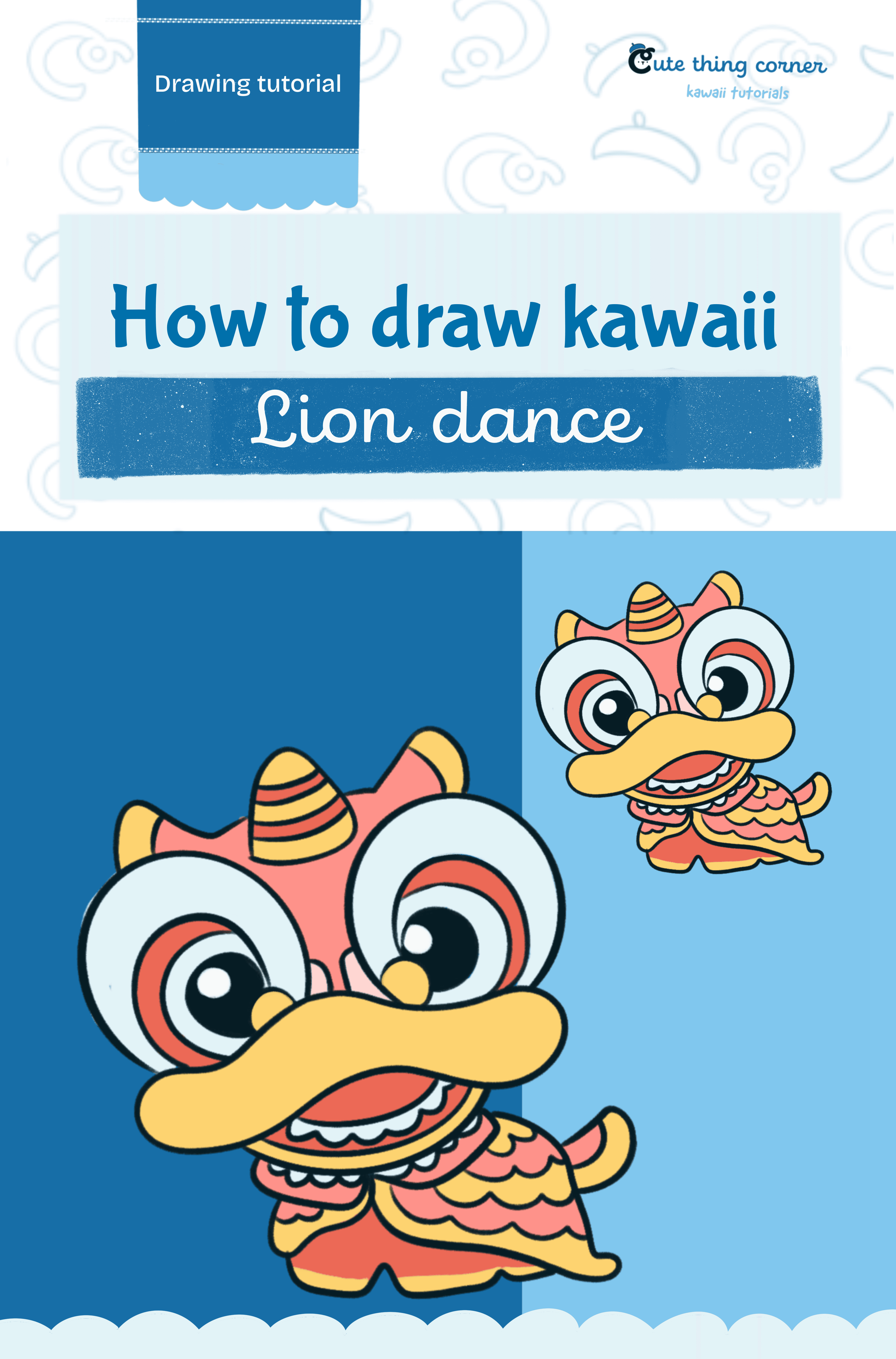 How to Draw a Cute Lion Dance (Step-by-step)