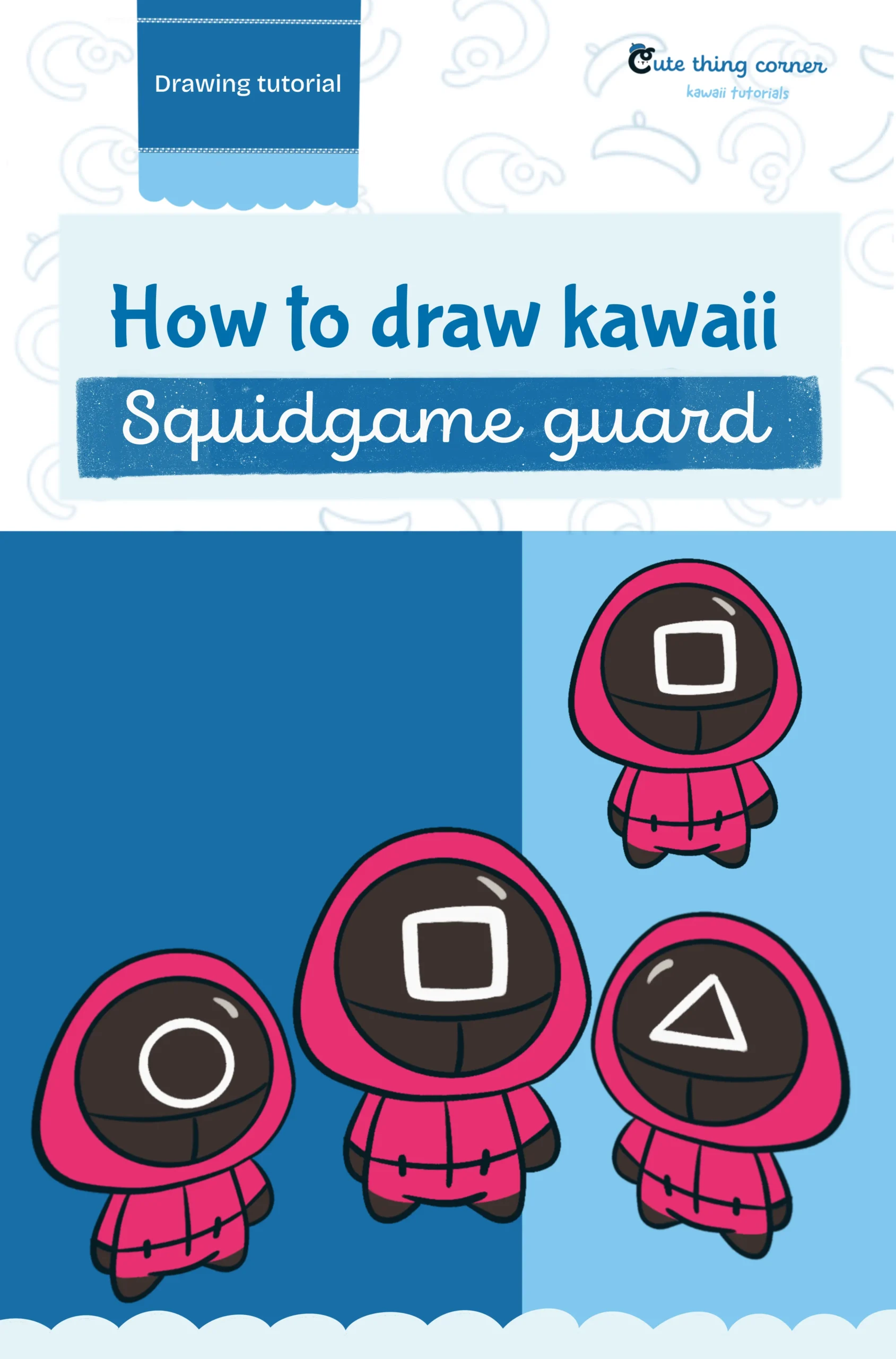 How to Draw cute Squidgame Guard (Step-by-step)