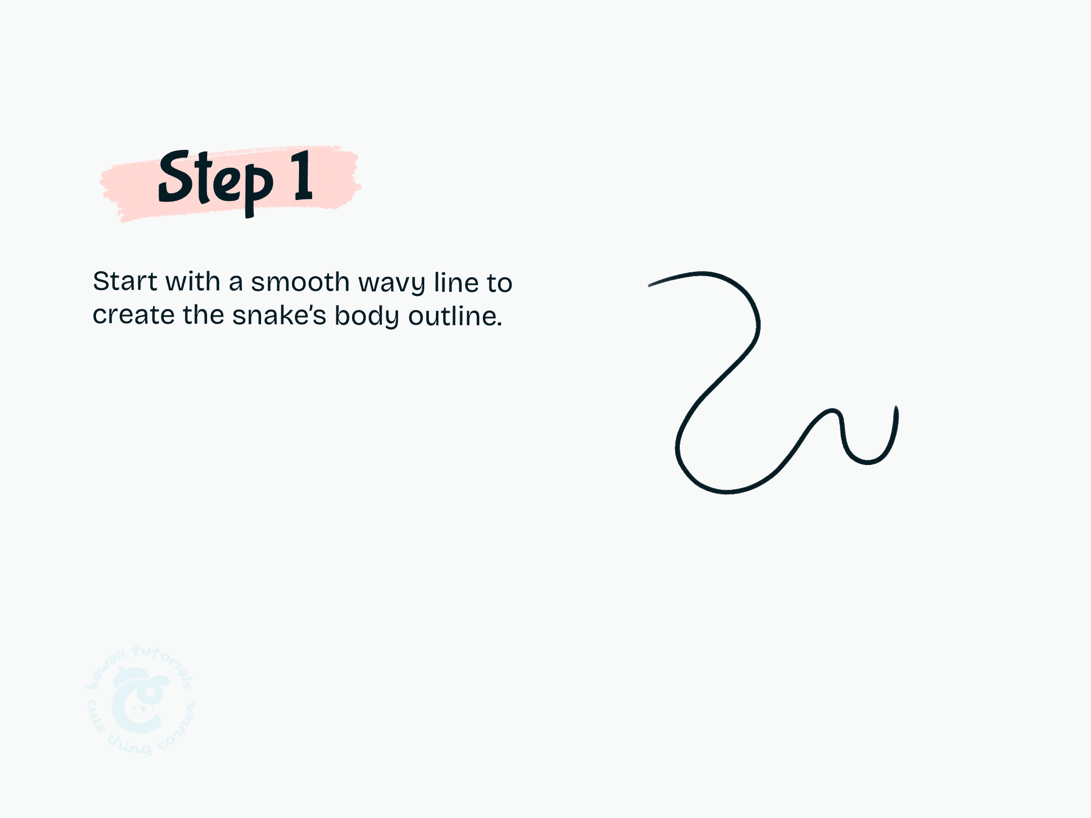 Step 1 Start with a smooth wavy line to create the snake body outline.