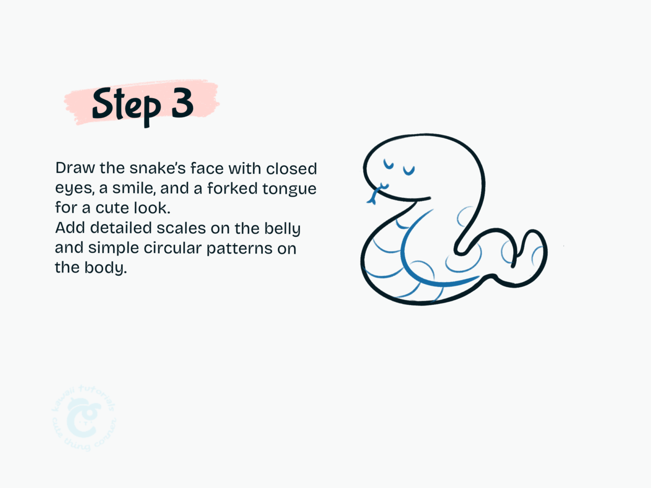 How to Draw a Cute Snake (Step-by-step)