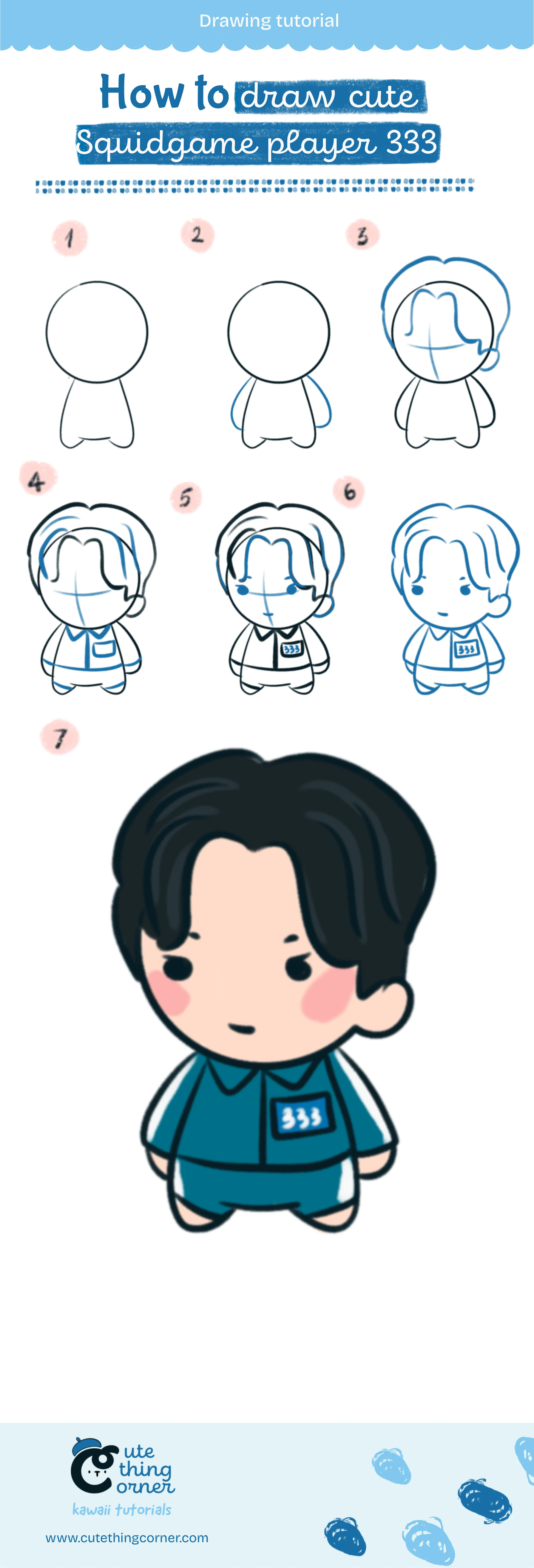 How to Draw Cute Squid Game Player 333