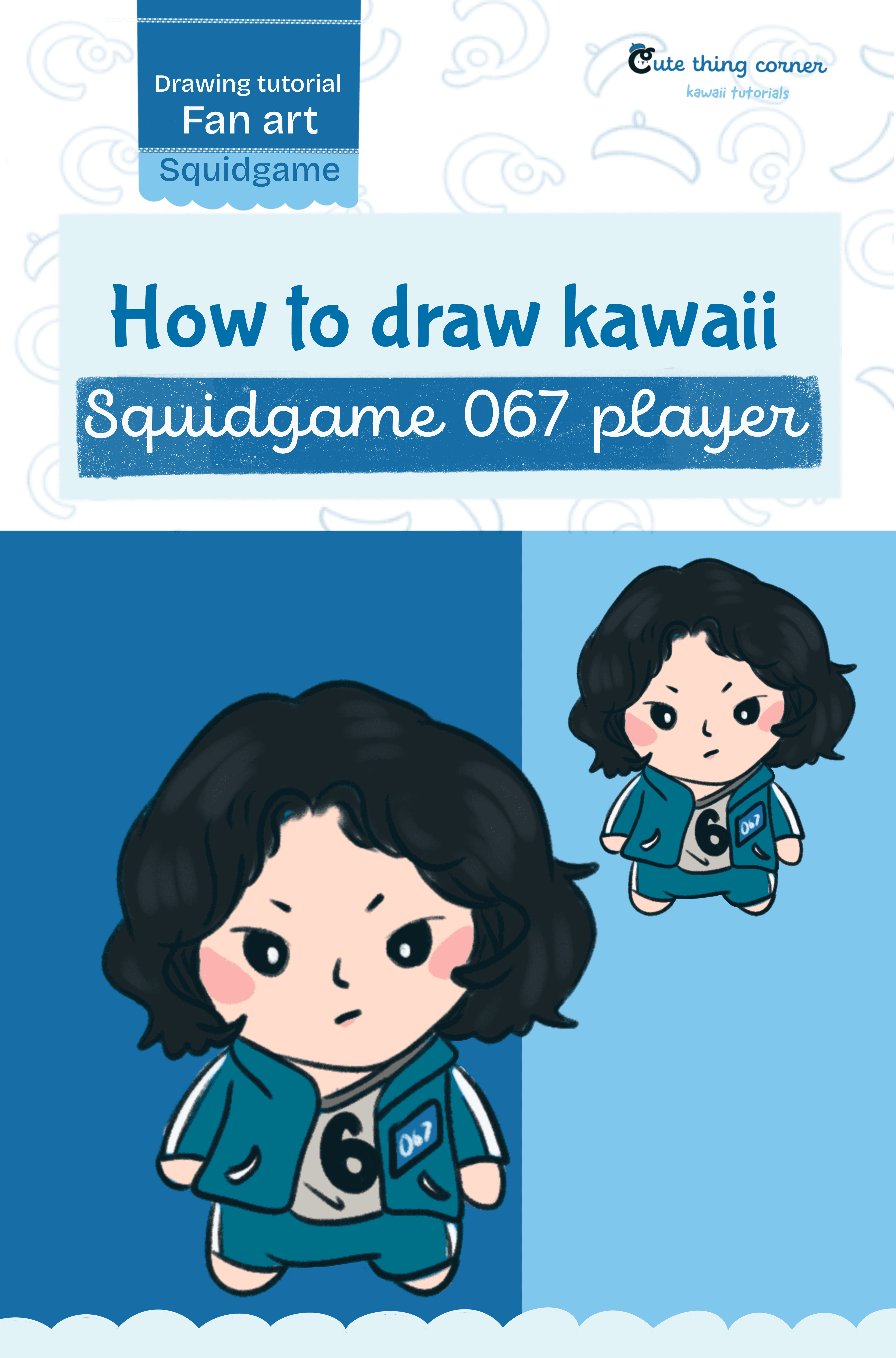 How to Draw Cute Player 067 from Squid Game (Step-by-step)