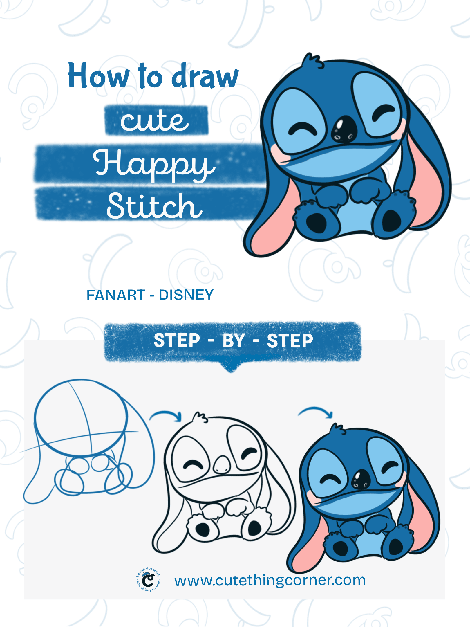 How to draw Happy Stitch (Step-by-step)