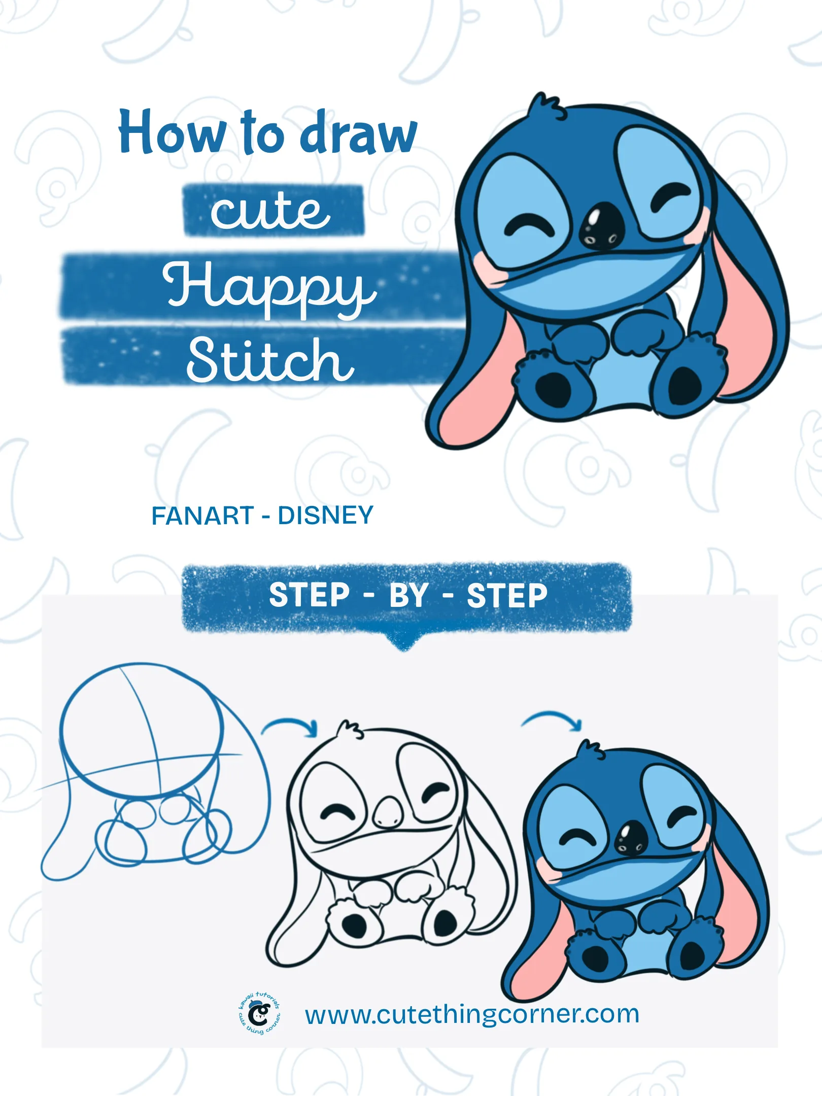 How to draw Happy Stitch (Step-by-step)
