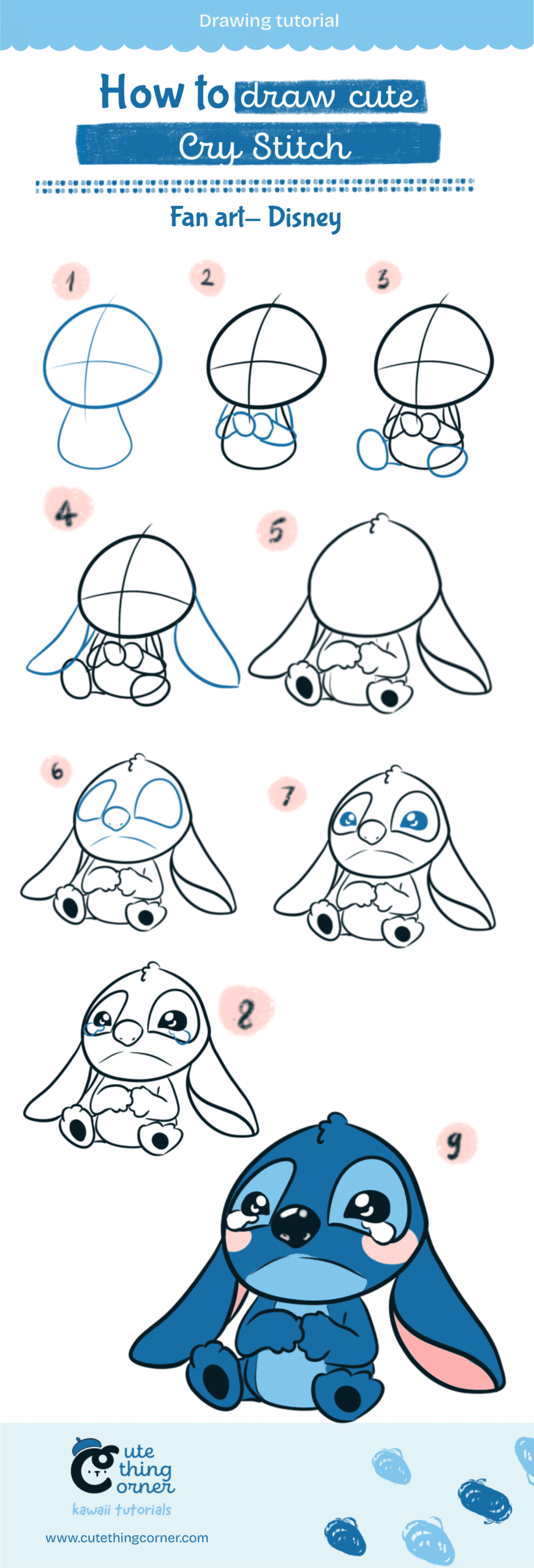 How Draw Cry Stitch (Step-by-step)